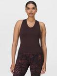 Sweaty Betty Athlete Crop V-Neck Seamless Workout Tank Top, Sable Brown