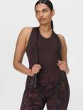 Sweaty Betty Athlete Crop V-Neck Seamless Workout Tank Top, Sable Brown