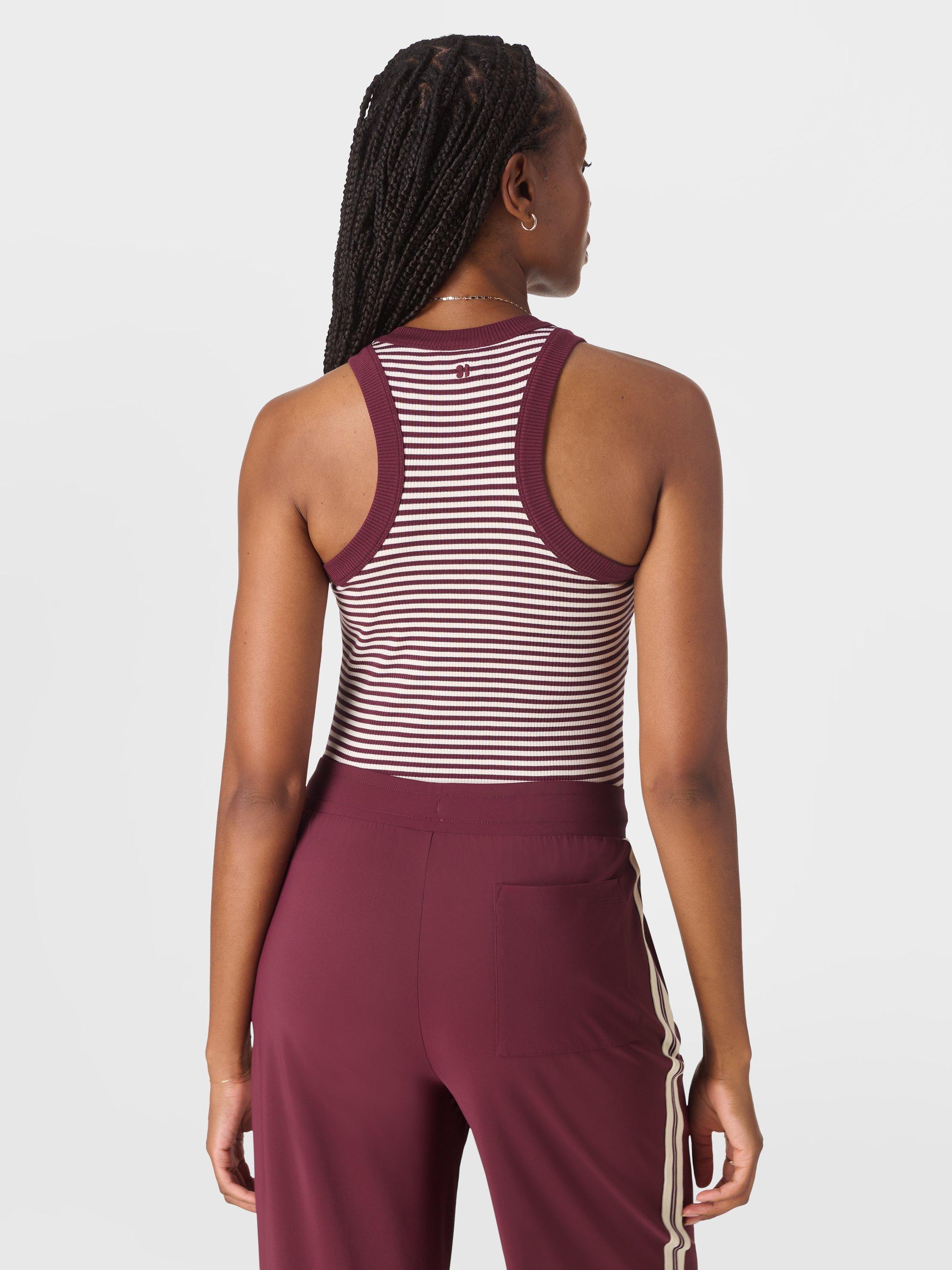 Product image 8 of 9, which shows Sweaty Betty Harper Racer Tank Top, Garnet Red/White, M