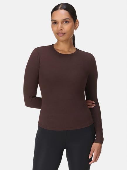 Sweaty Betty Essential Sculpt Long Sleeve Top, Sable Brown