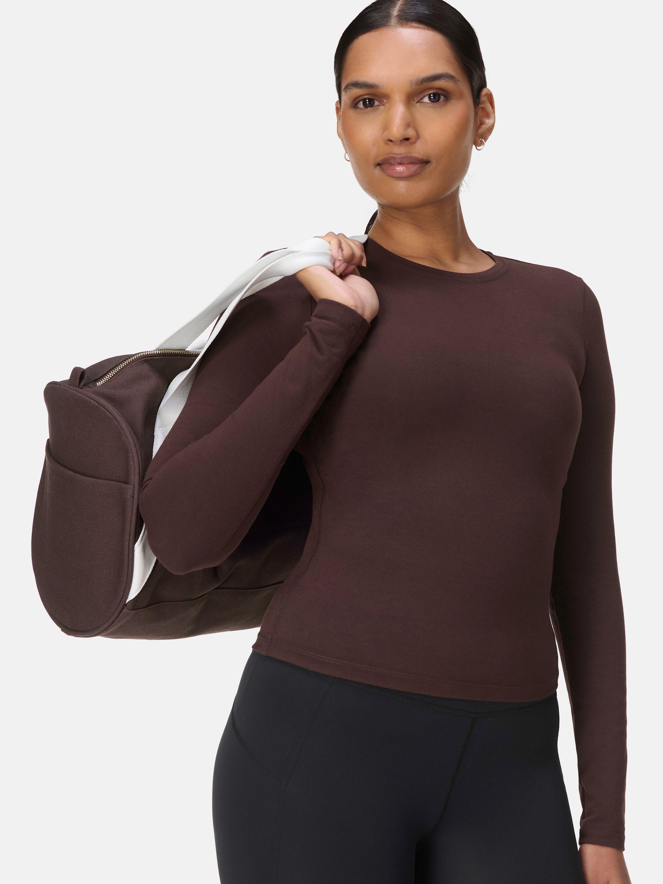 Product image 2 of 7, which shows Sweaty Betty Essential Sculpt Long Sleeve Top, Sable Brown, XXS