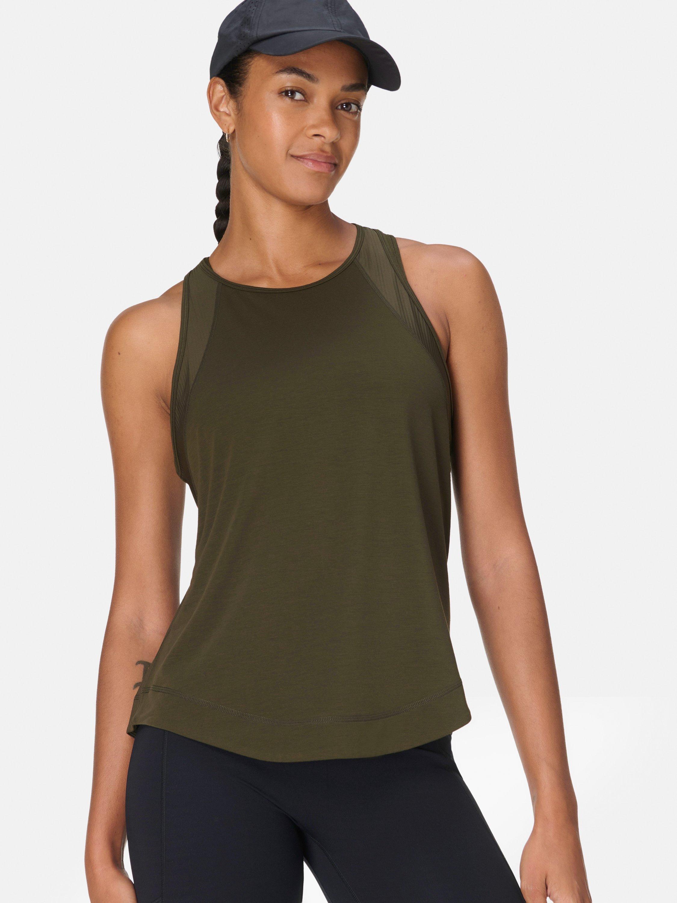 Product image 2 of 7, which shows Sweaty Betty Breathe Easy Mesh Run Tank Top, Nori Green, XXS