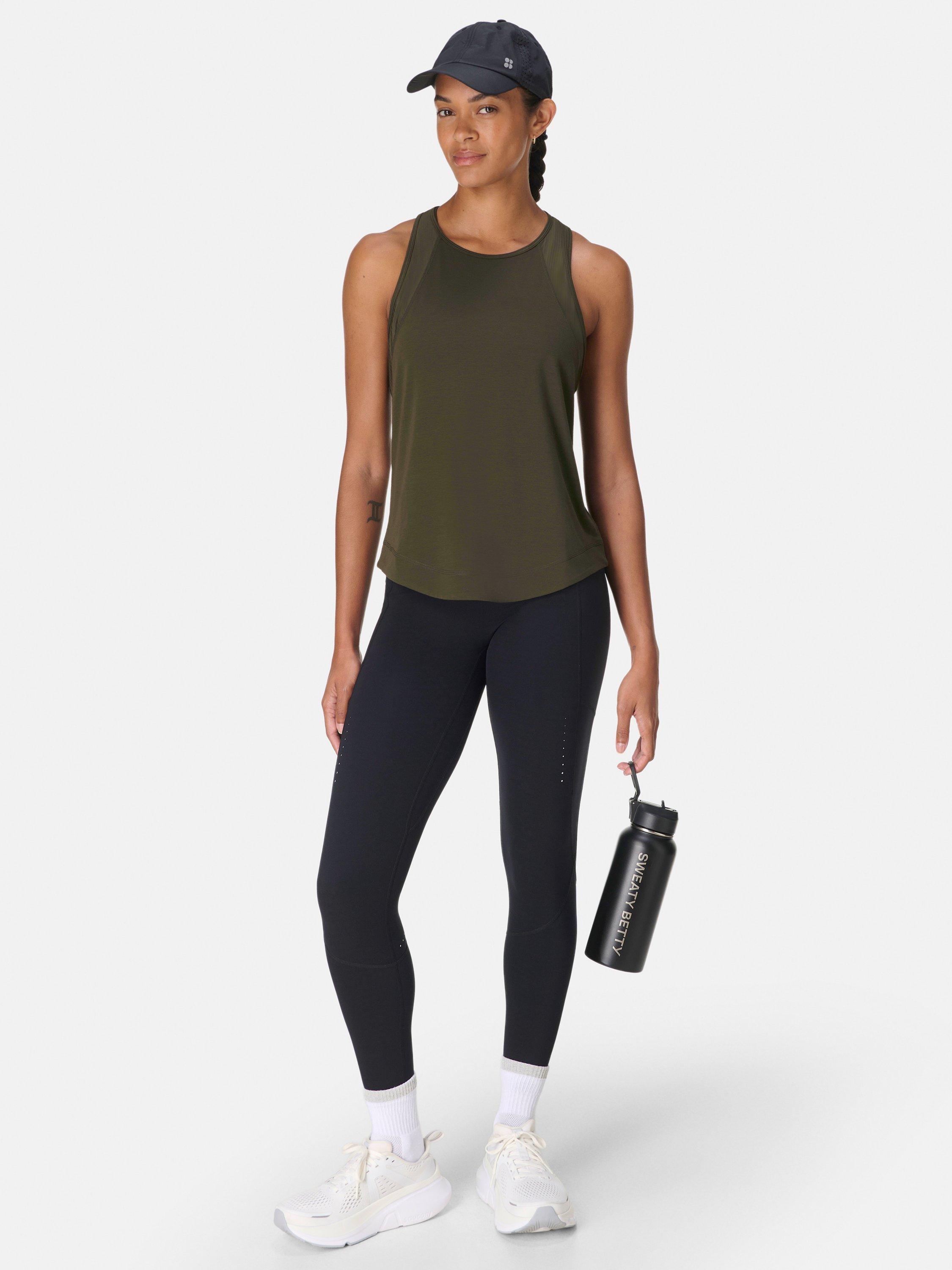 Product image 3 of 7, which shows Sweaty Betty Breathe Easy Mesh Run Tank Top, Nori Green, XXS