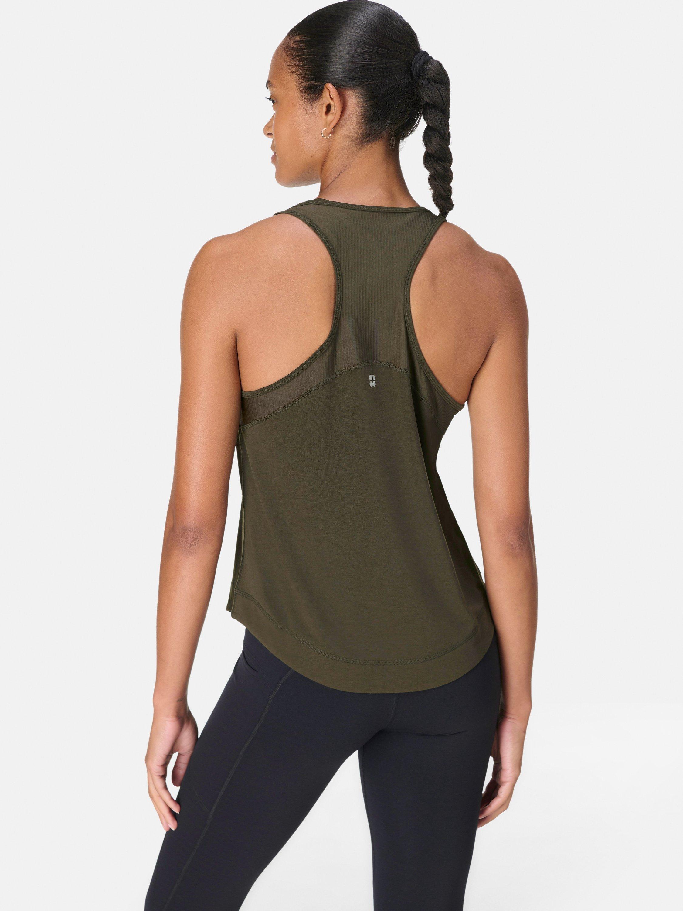 Product image 4 of 7, which shows Sweaty Betty Breathe Easy Mesh Run Tank Top, Nori Green, XXS
