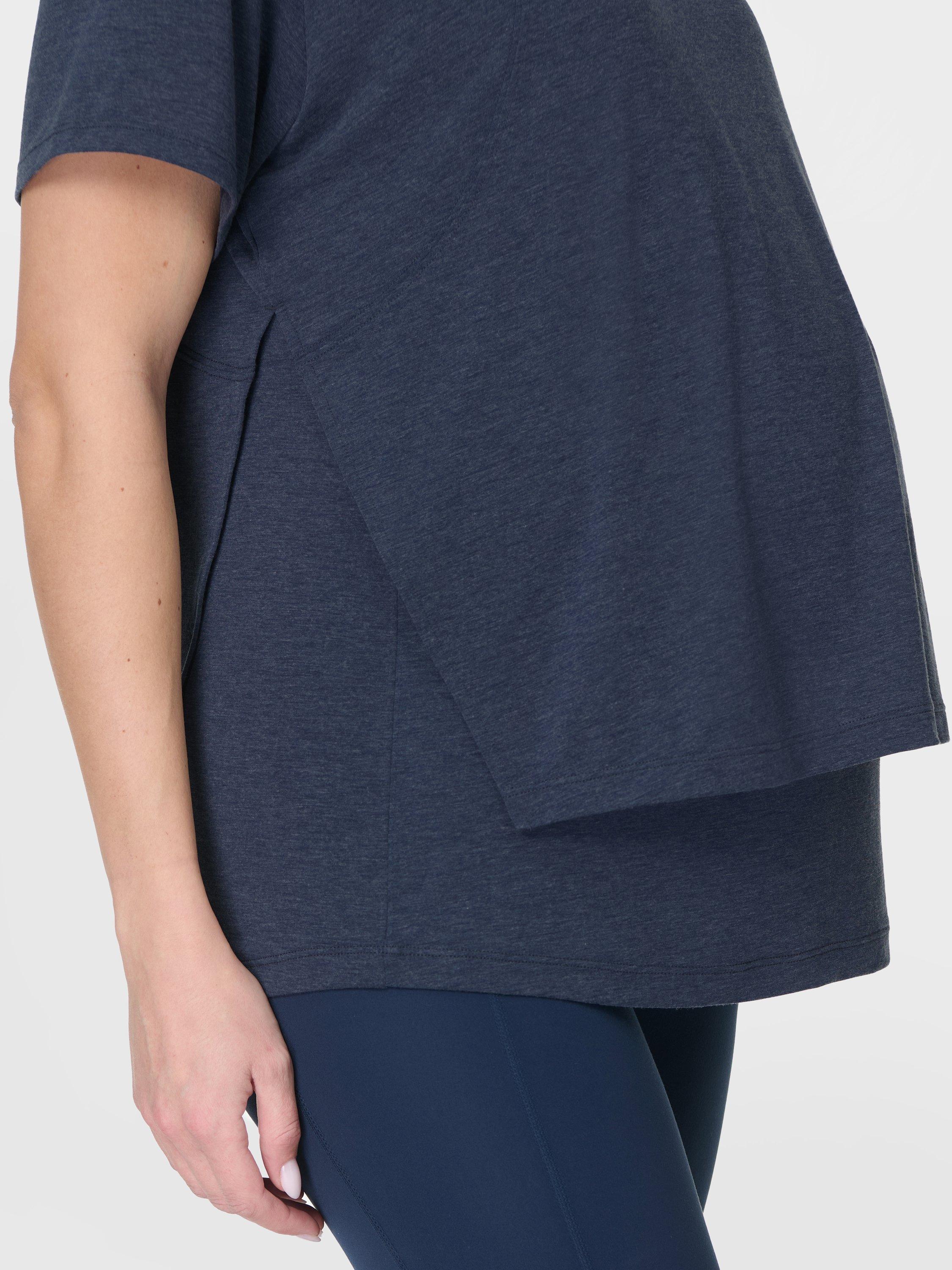 Product image 7 of 10, which shows Sweaty Betty Soft Flow 2-in-1 Nursing T-Shirt, Navy Blue, XXS