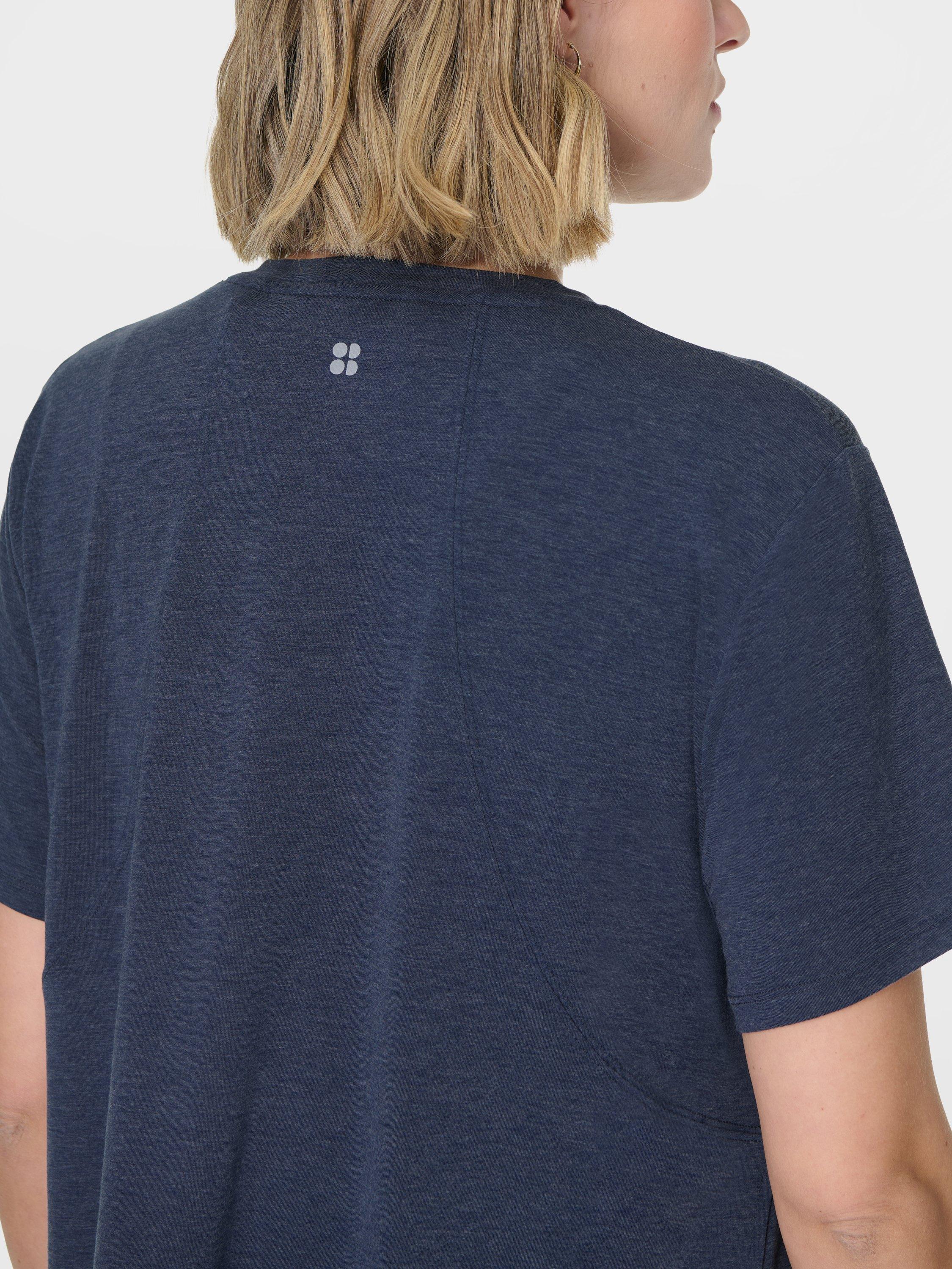Product image 8 of 10, which shows Sweaty Betty Soft Flow 2-in-1 Nursing T-Shirt, Navy Blue, XXS