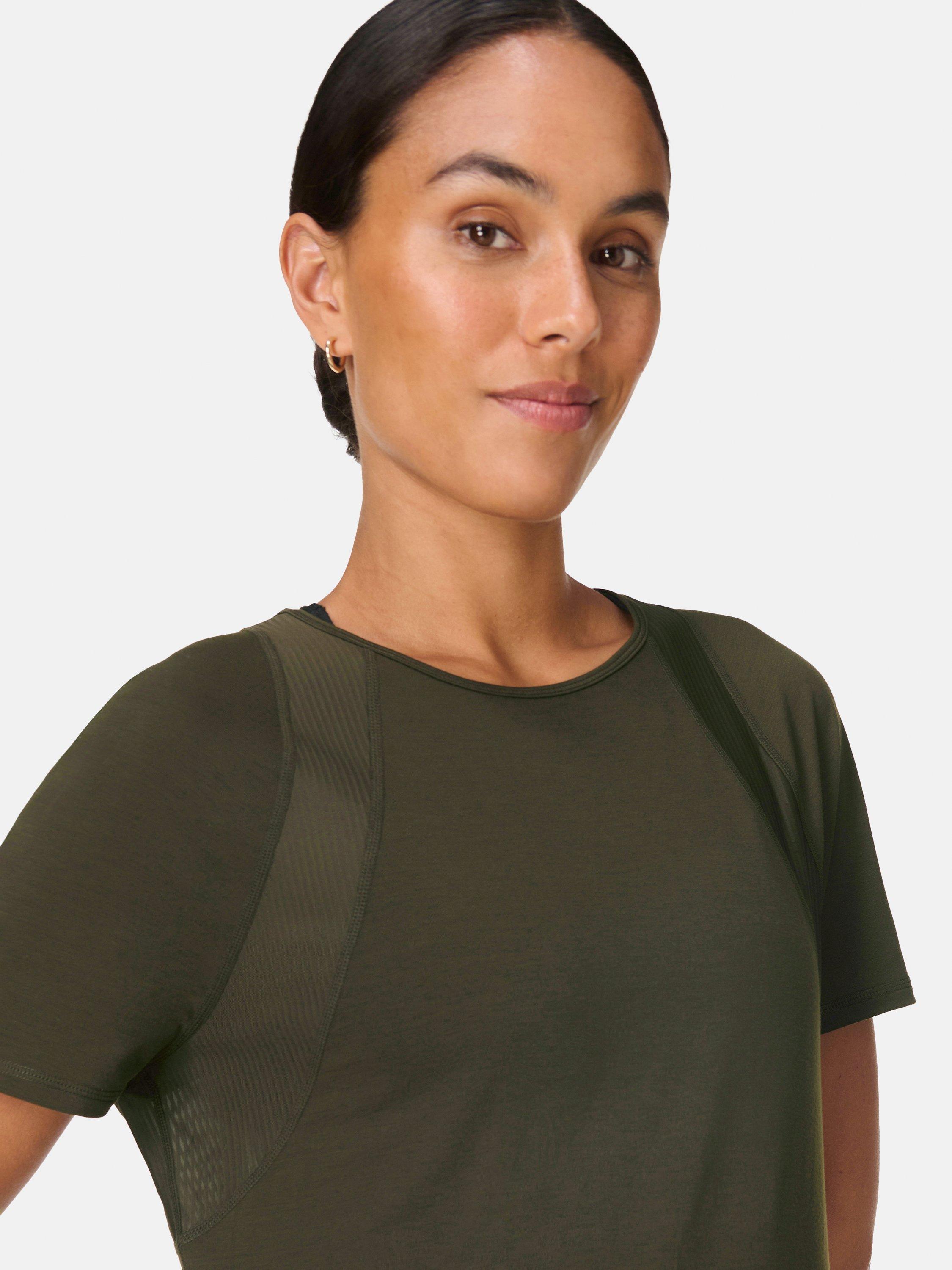 Product image 2 of 7, which shows Sweaty Betty Breathe Easy Mesh T-Shirt, Nori Green, XXS