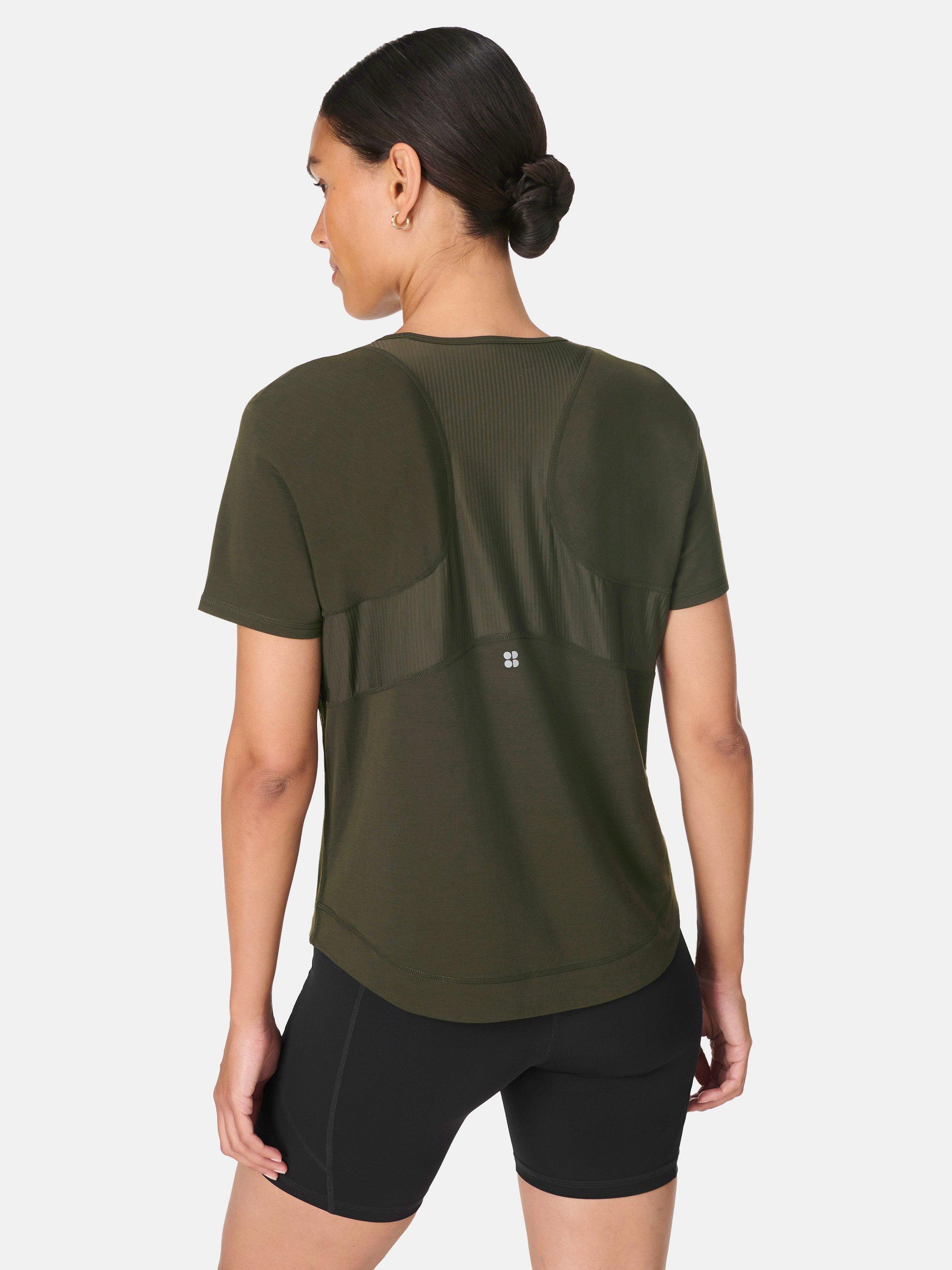 Product image 3 of 7, which shows Sweaty Betty Breathe Easy Mesh T-Shirt, Nori Green, XXS