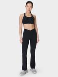 Sweaty Betty Power 30" Wrap Waist Bootcut Workout Trousers, Black