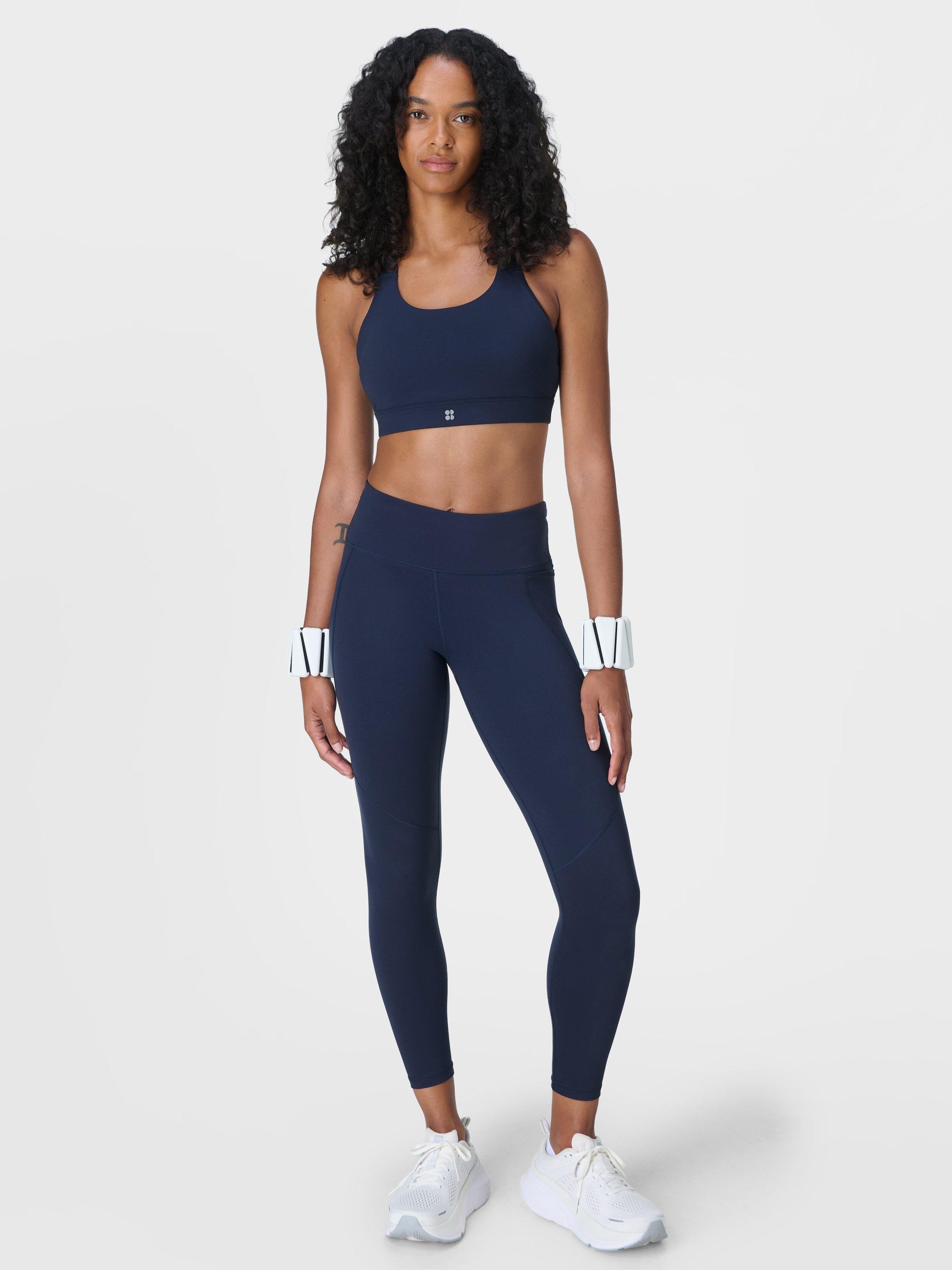 Product image 2 of 7, which shows Sweaty Betty Power Medium Support Seam-Free Bra, Navy Blue, XXS