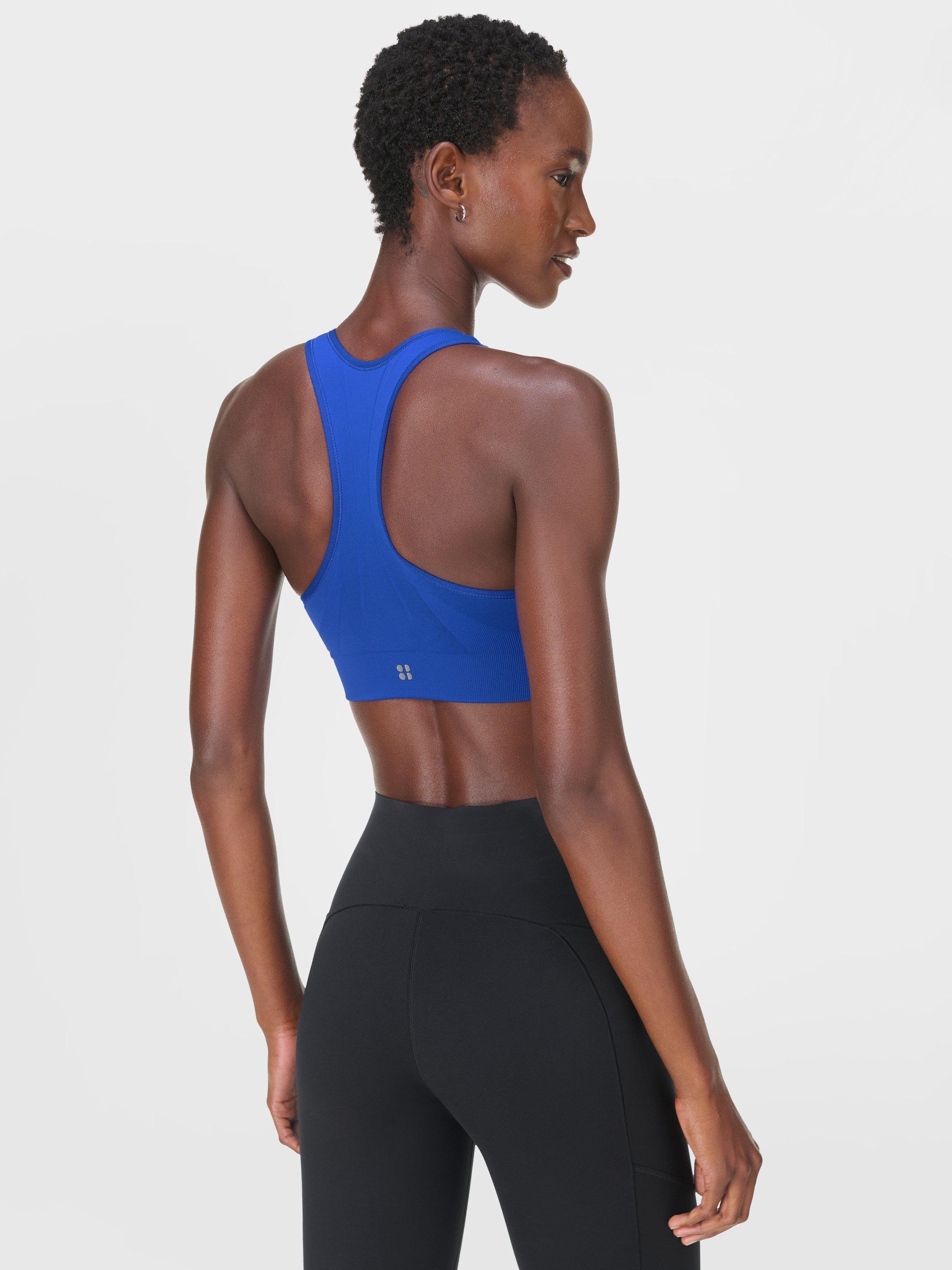 Product image 4 of 7, which shows Sweaty Betty Stamina Seamless Sports Bra, Lightning Blue, XXS