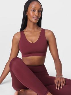 Sweaty Betty Ultimate Studio Voop Bra - view 2, Garnet Red