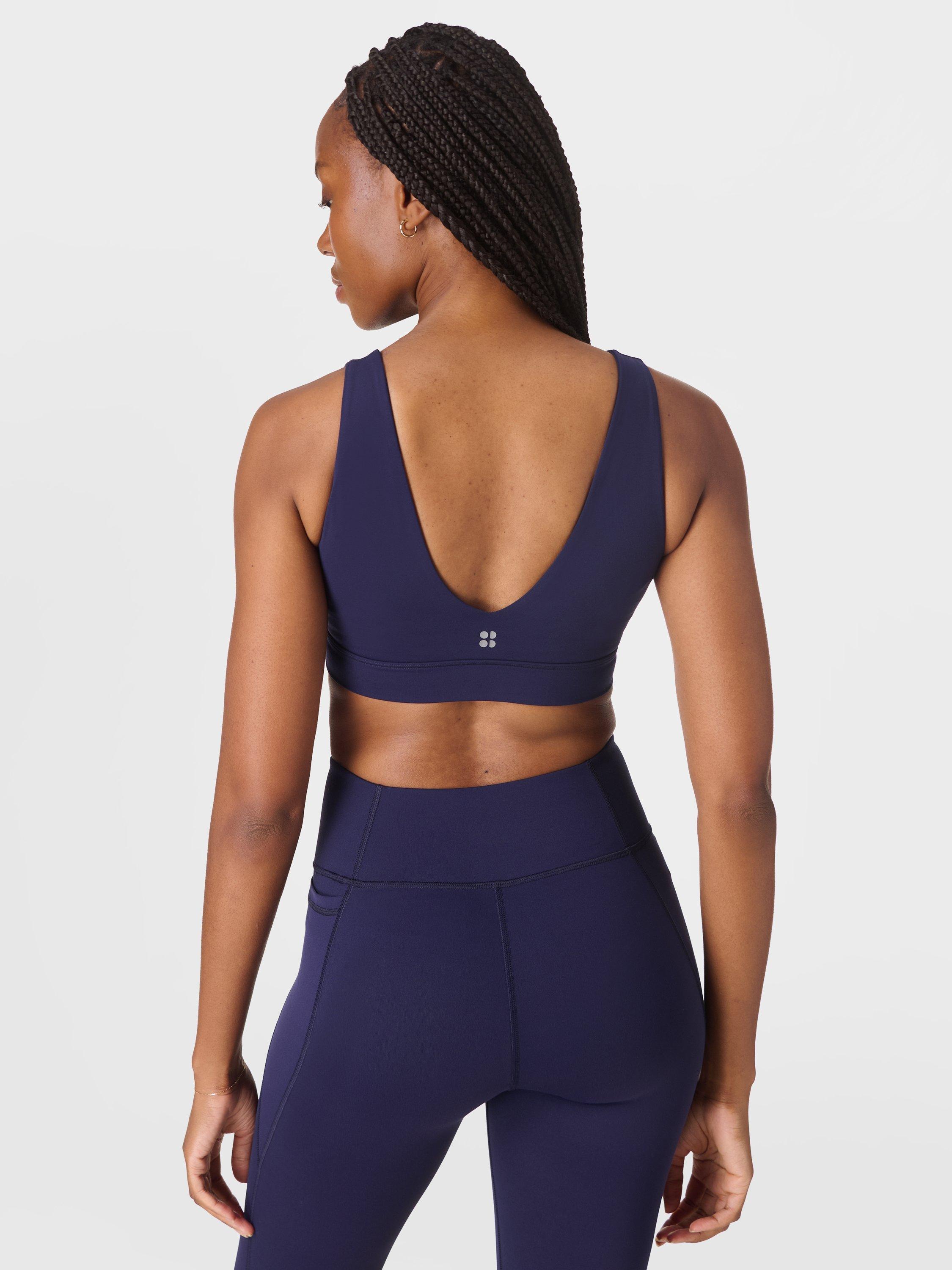 Product image 4 of 9, which shows Sweaty Betty Ultimate Studio Voop Bra, Midnight Navy Blue, XXS