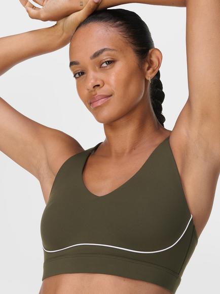 Sweaty Betty Power Medium Impact Sports Bra - view 2, Nori Green/White