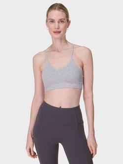 Sweaty Betty Soft Ribbed Sports Bra, Light Grey Marl