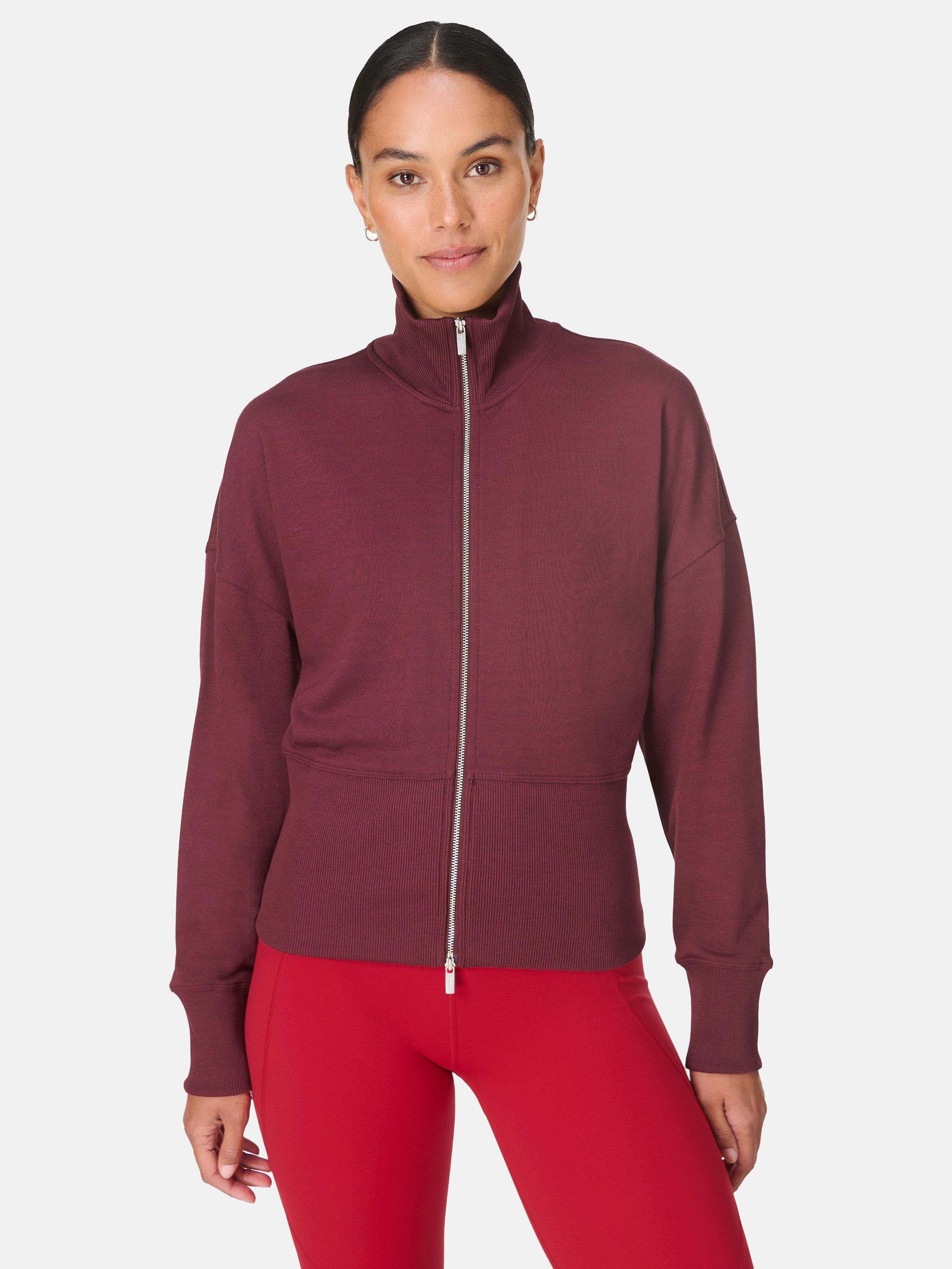 Sweaty Betty After Class Zip Up Jacket, Garnet Red