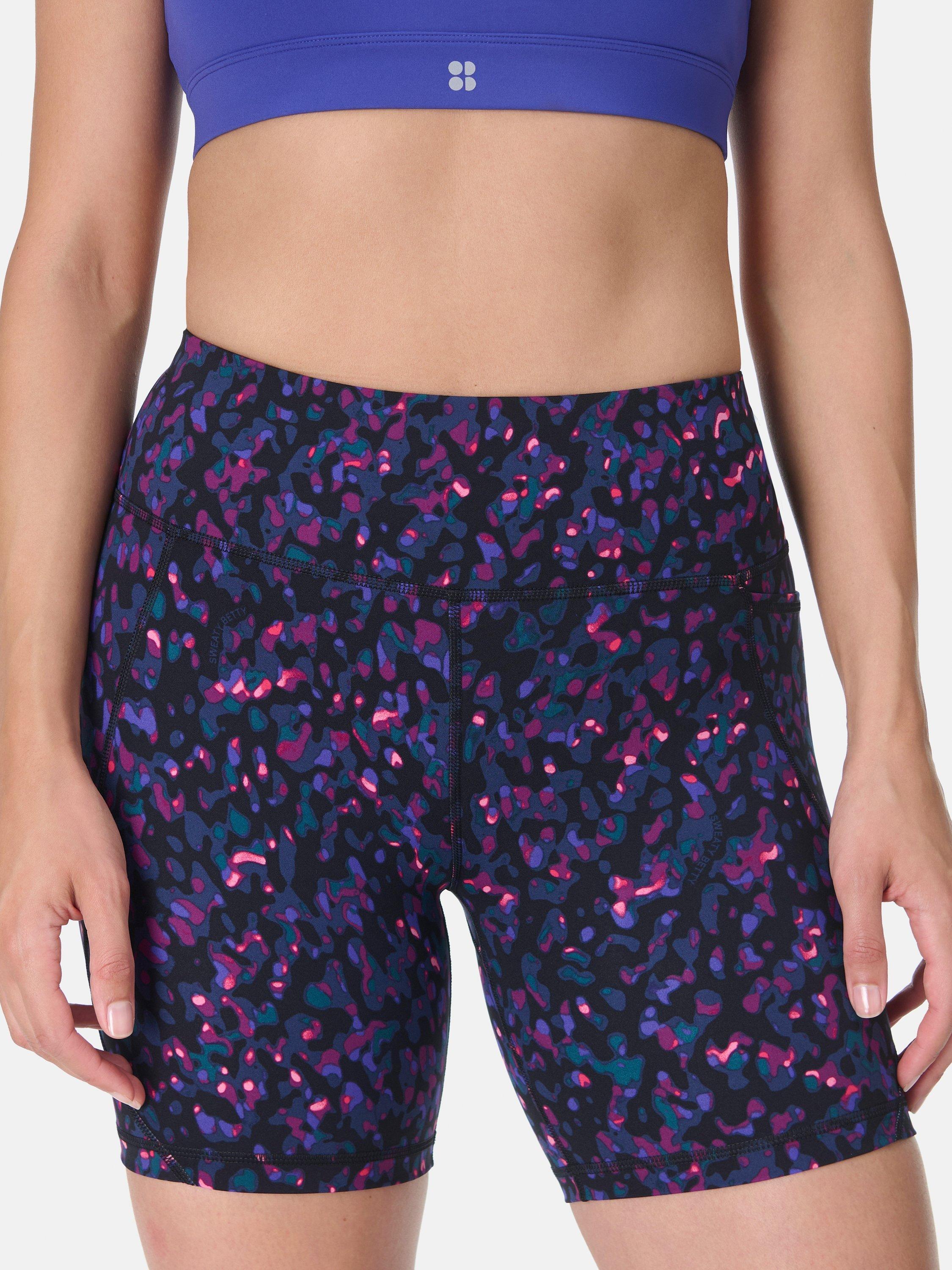 Product image 1 of 8, which shows Sweaty Betty Power 6" Biker Shorts, Black Liquid Dab, XS