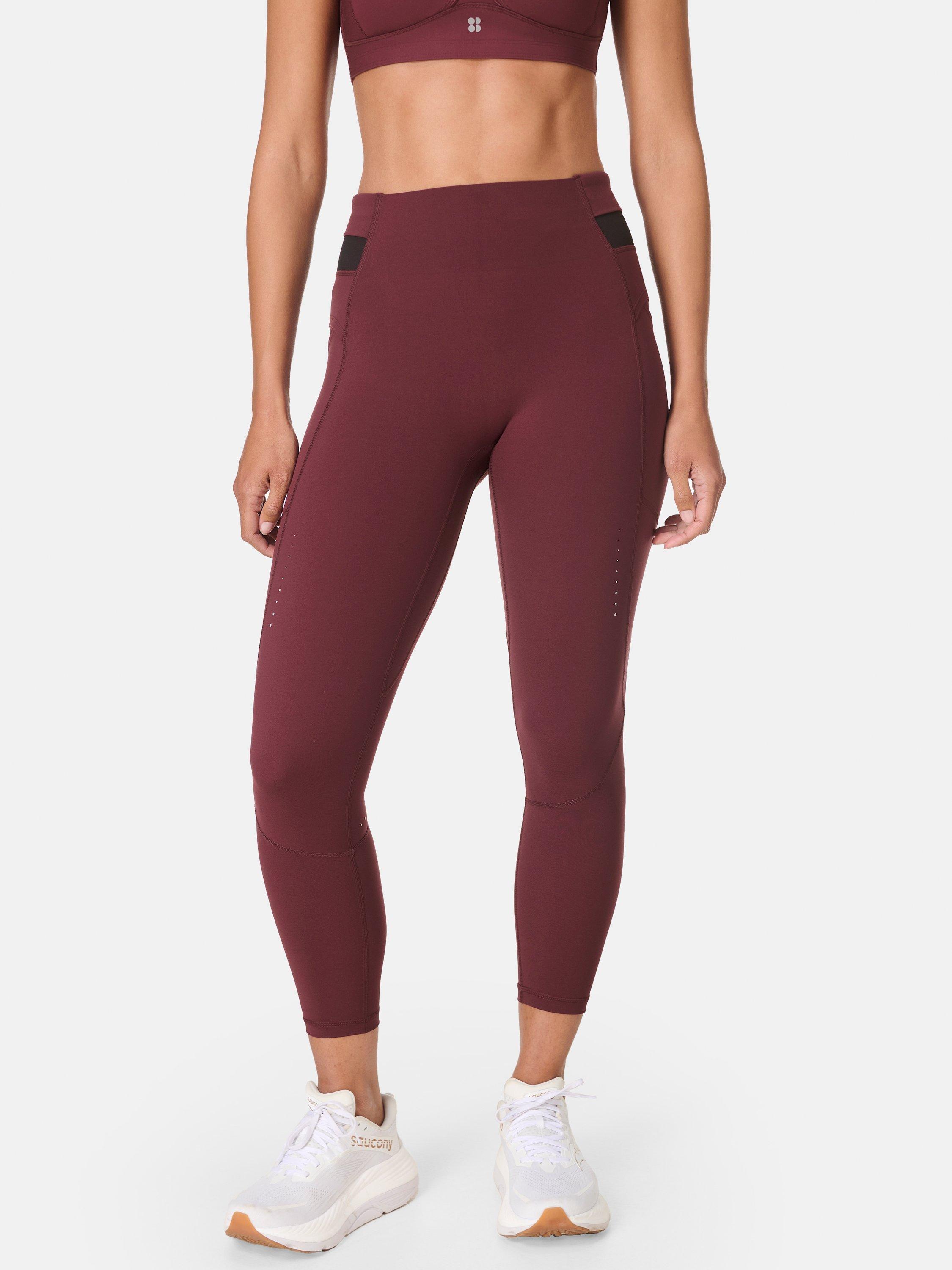 Product image 1 of 10, which shows Sweaty Betty Compressive Running Leggings, Garnet Red, XXS