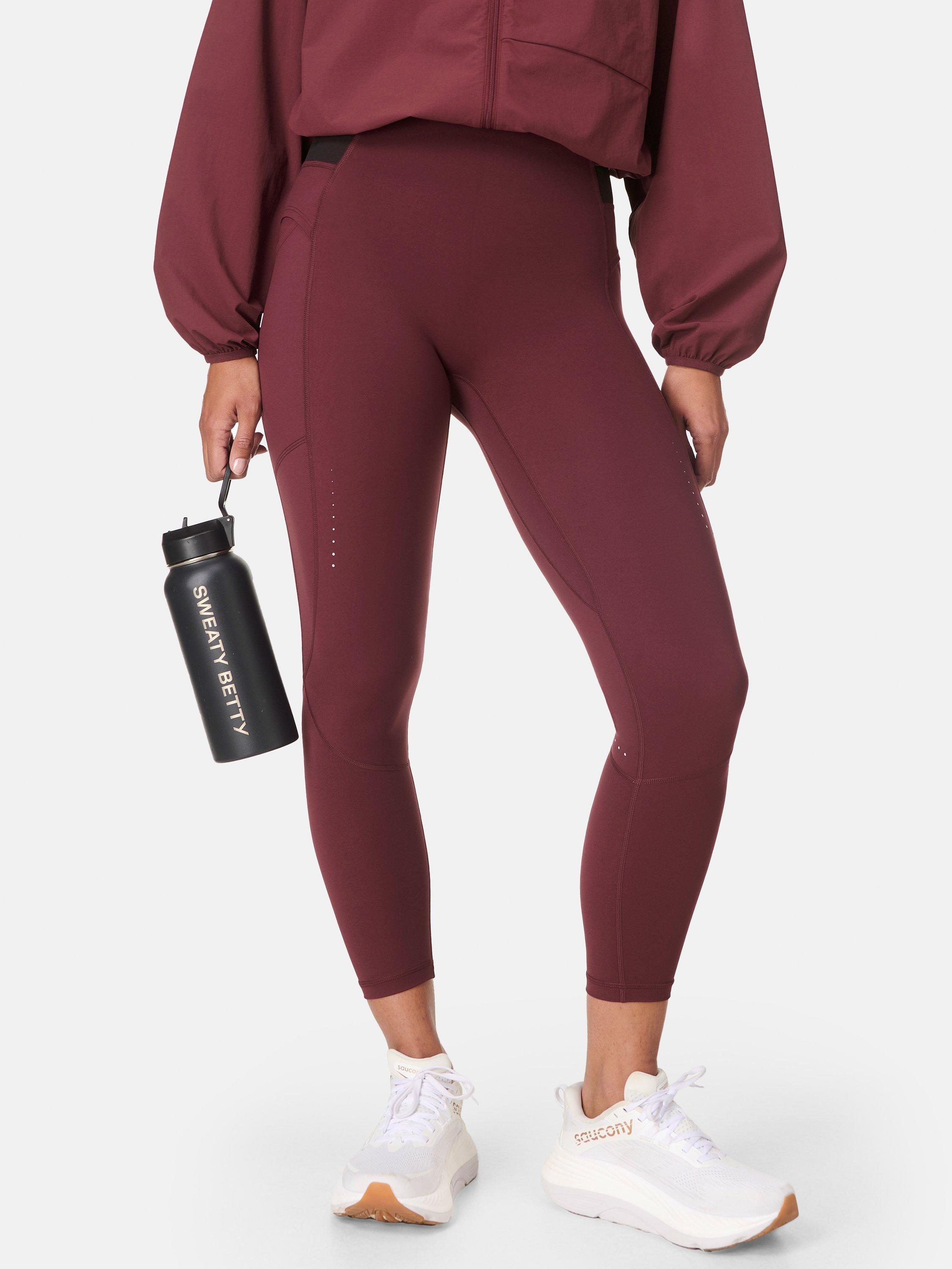 Product image 2 of 10, which shows Sweaty Betty Compressive Running Leggings, Garnet Red, XXS