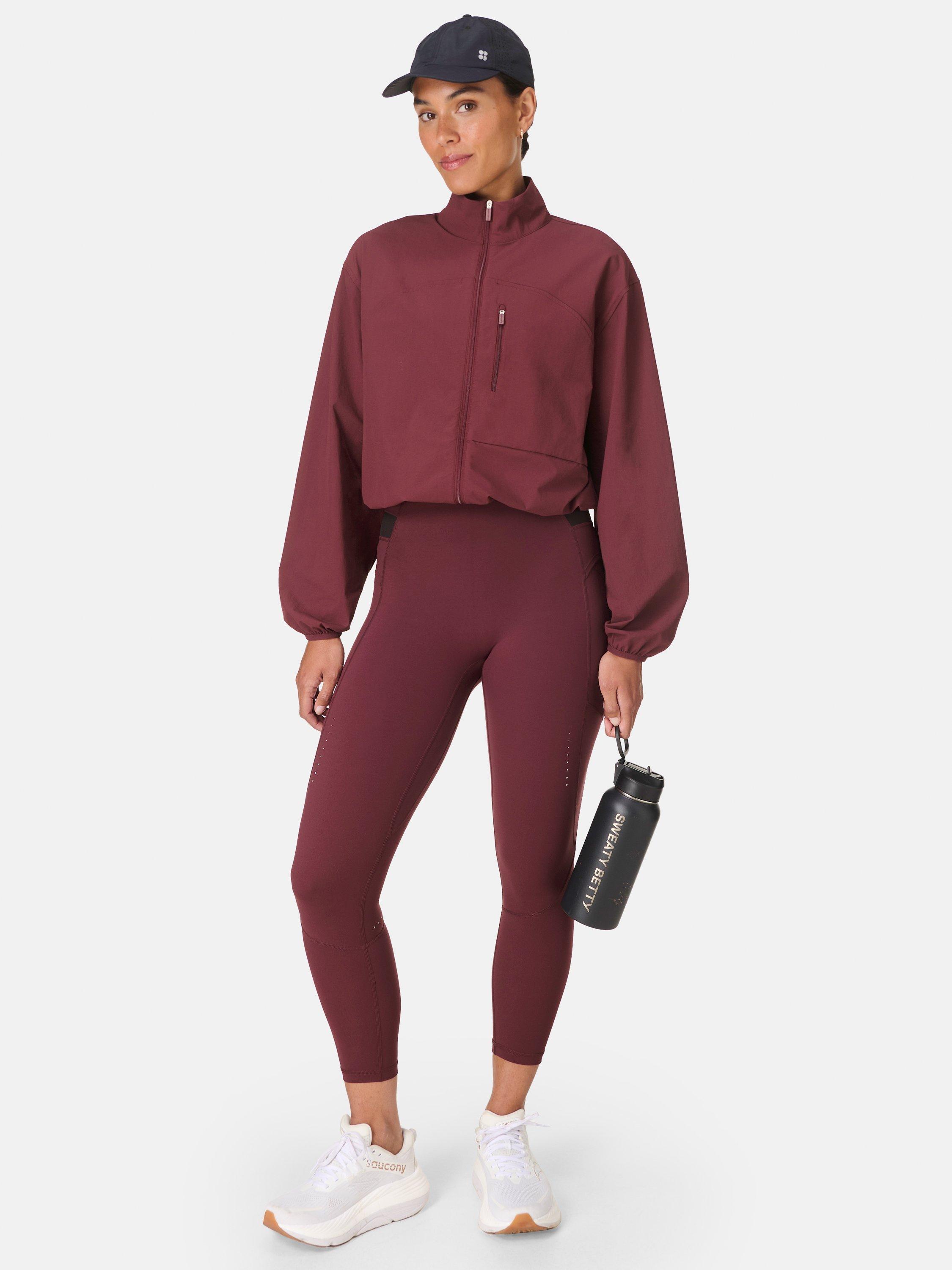 Product image 3 of 10, which shows Sweaty Betty Compressive Running Leggings, Garnet Red, XXS