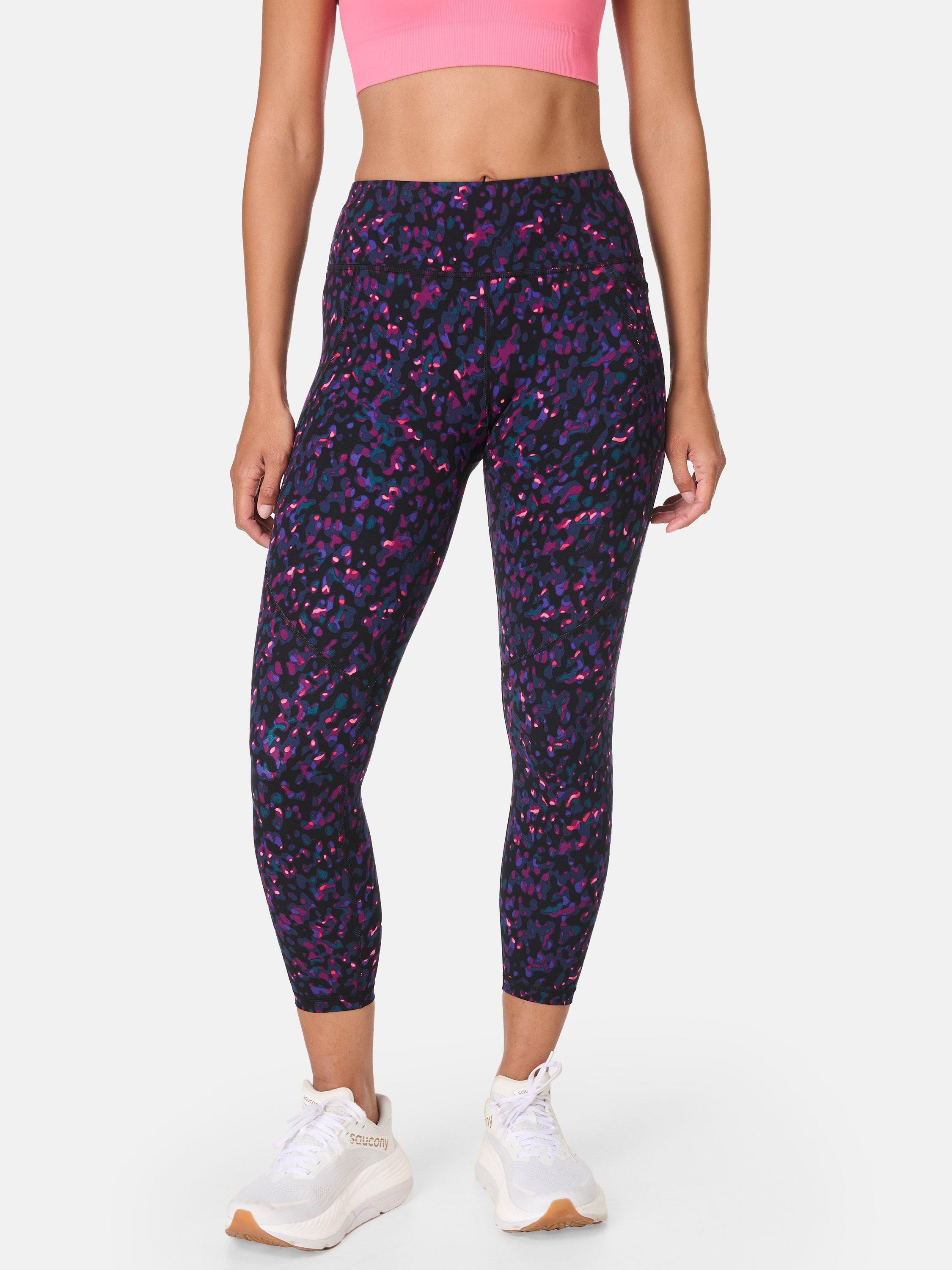 Product image 1 of 9, which shows Sweaty Betty Power 7/8 Workout Leggings, Black Liquid Dab, XXS
