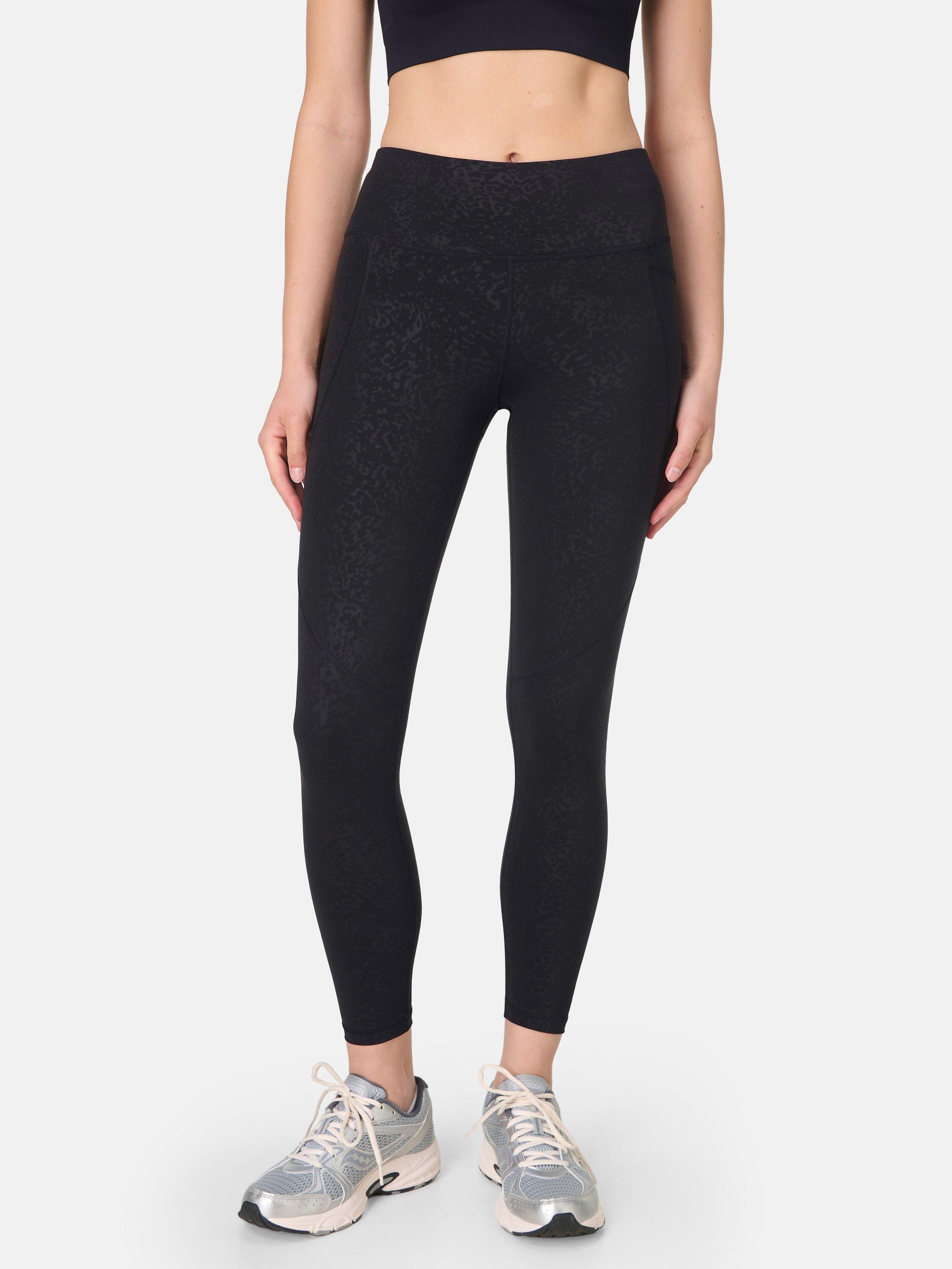 Product image 1 of 8, which shows Sweaty Betty Power Emboss 7/8 Workout Leggings, Black Tortoise, XXS