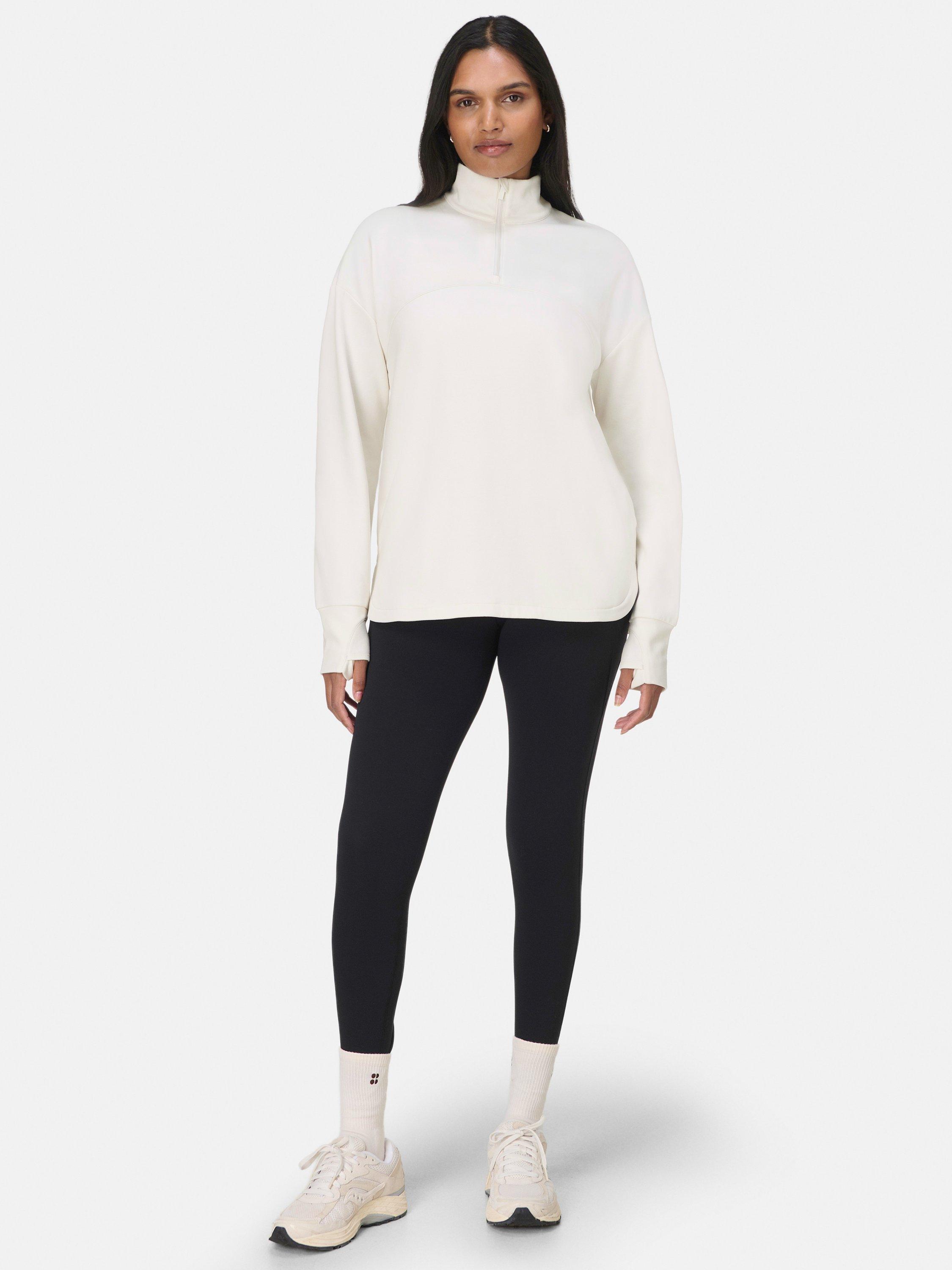 Product image 4 of 7, which shows Sweaty Betty Ultimate Studio Midlayer Top, Lily White, XXS