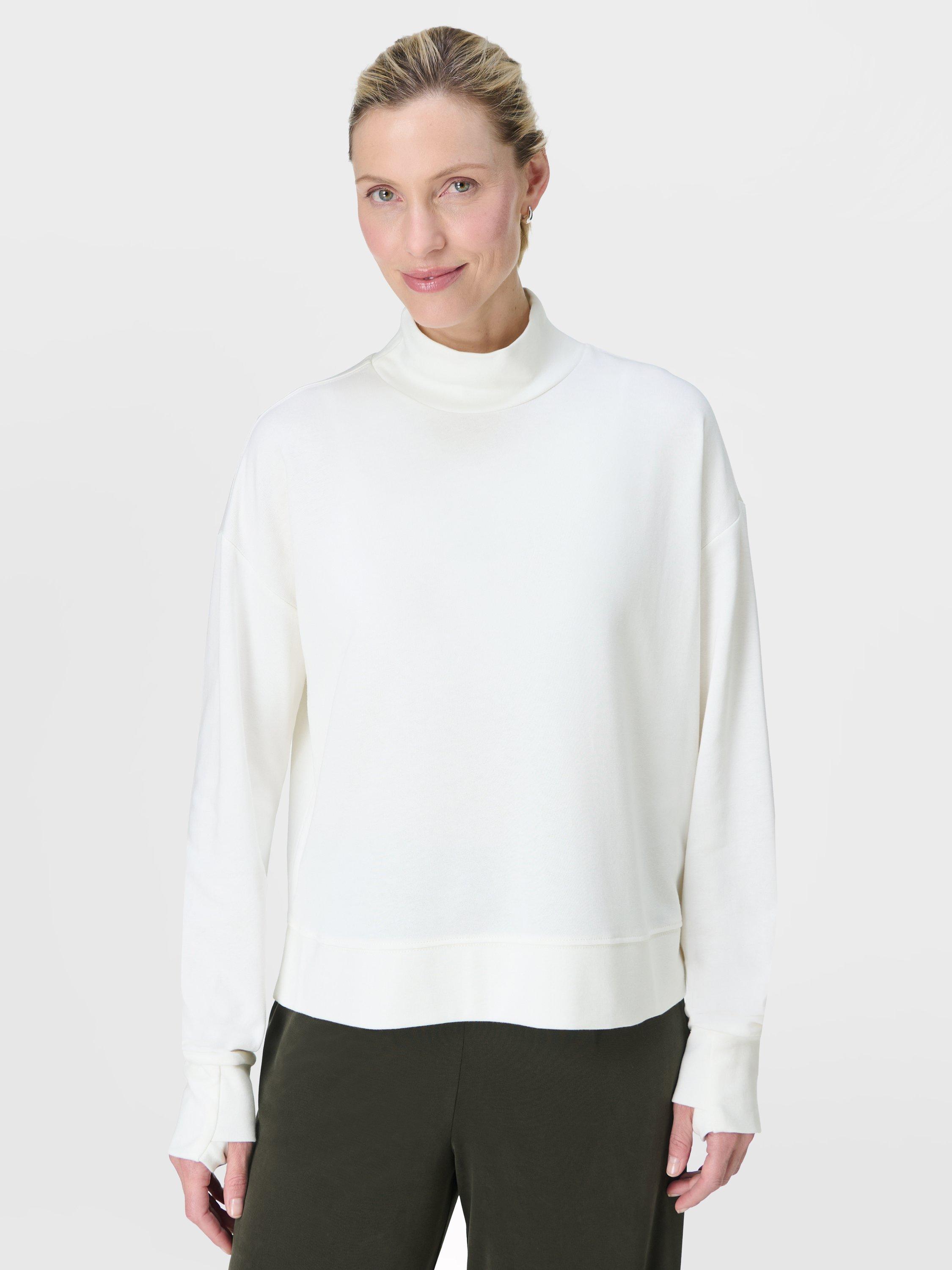 Product image 1 of 7, which shows Sweaty Betty After Class Funnel Neck Seatshirt, Lily White, S