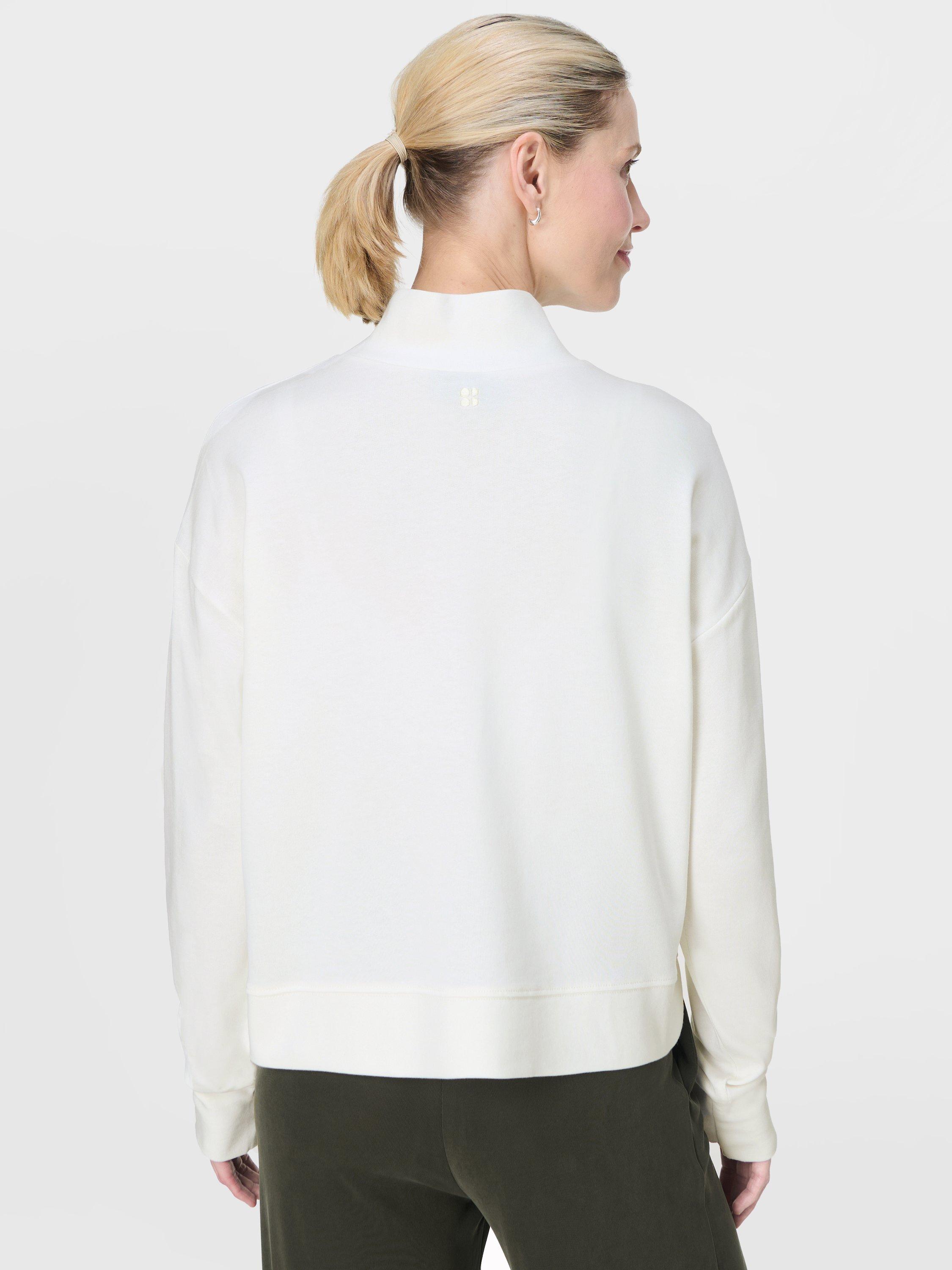 Product image 2 of 7, which shows Sweaty Betty After Class Funnel Neck Seatshirt, Lily White, S