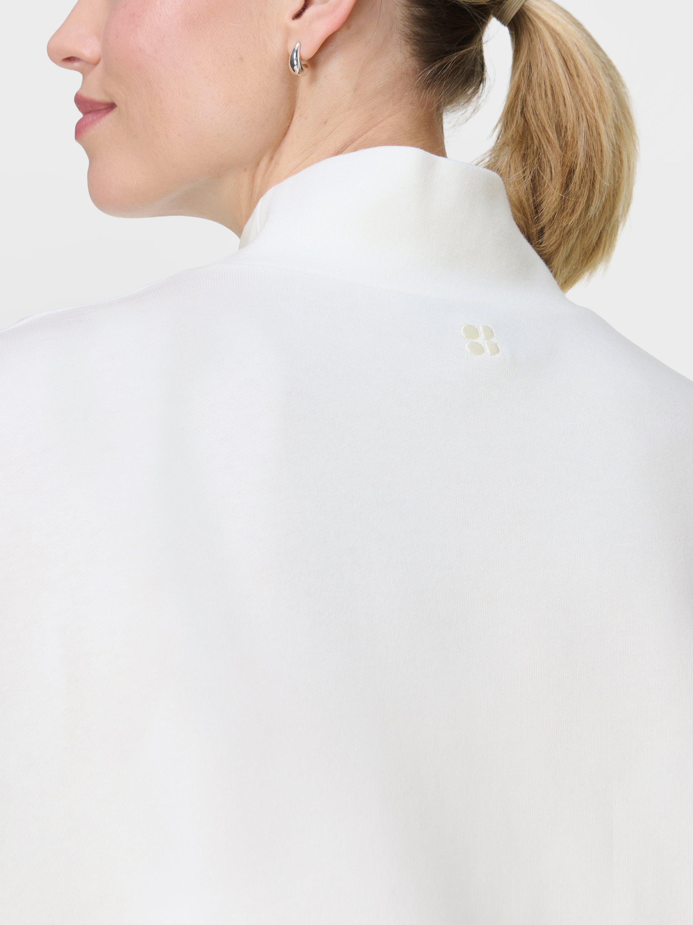 Product image 7 of 7, which shows Sweaty Betty After Class Funnel Neck Seatshirt, Lily White, S