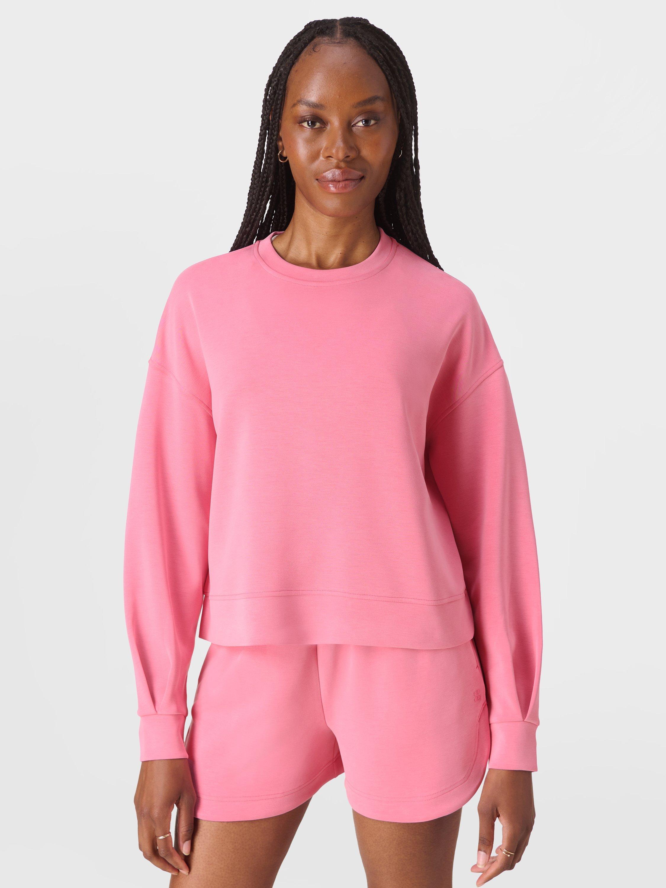 Product image 1 of 8, which shows Sweaty Betty Sand Wash Cloud Weight Sweatshirt, Lollipop Pink, XXS