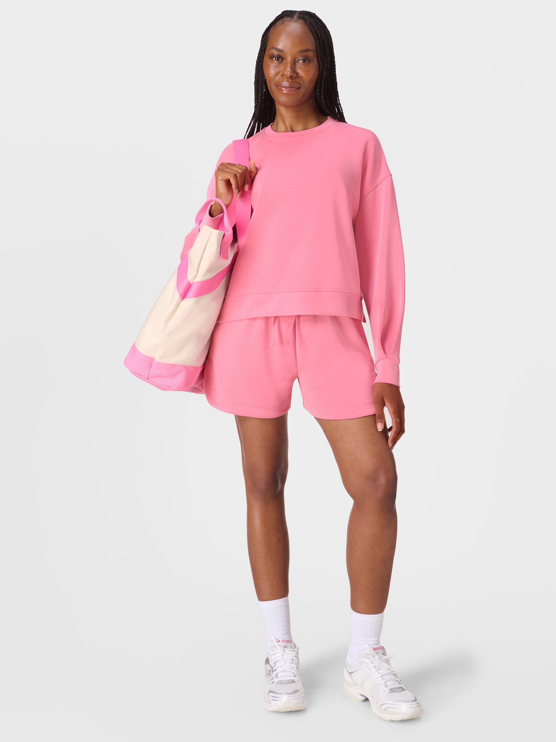 Product image 2 of 8, which shows Sweaty Betty Sand Wash Cloud Weight Sweatshirt, Lollipop Pink, XXS