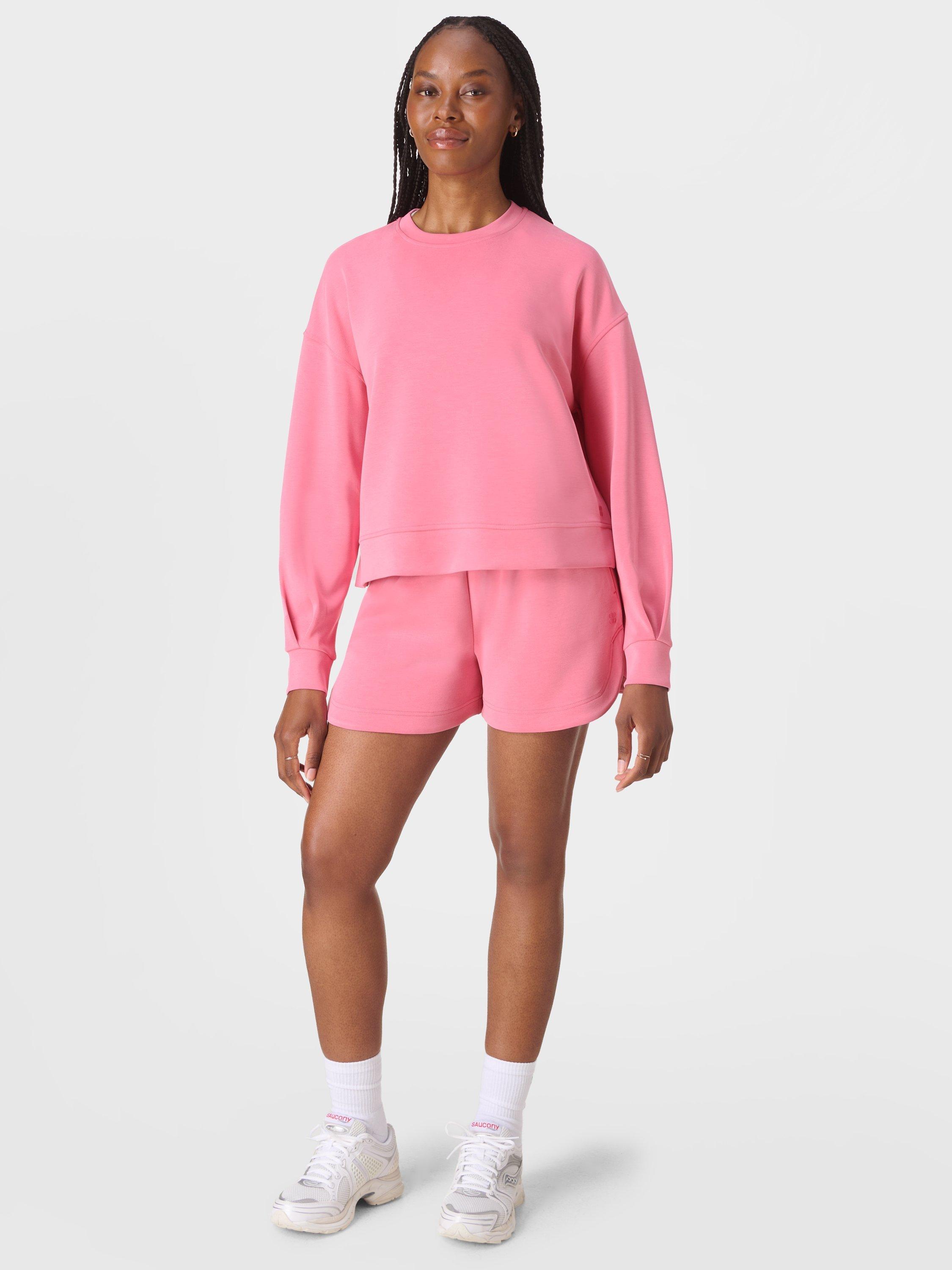 Product image 4 of 8, which shows Sweaty Betty Sand Wash Cloud Weight Sweatshirt, Lollipop Pink, XXS