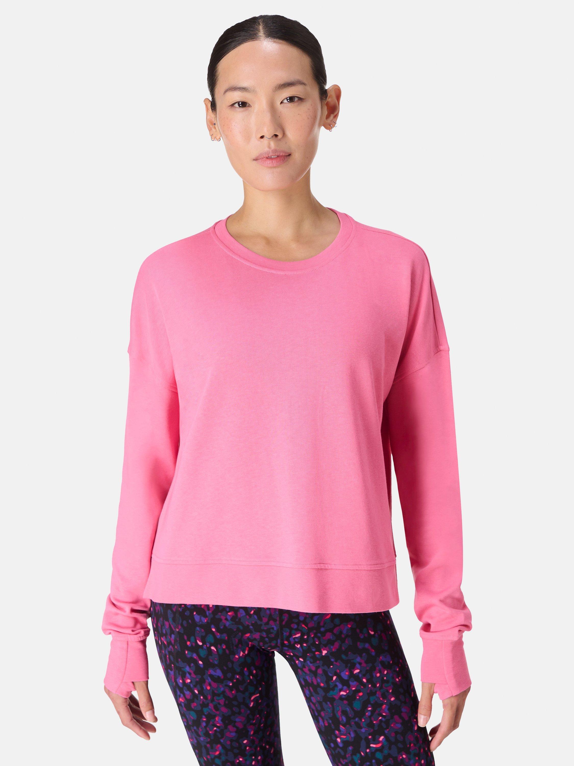 Product image 1 of 7, which shows Sweaty Betty After Class Crop Sweatshirt, Lollipop Pink, XXS