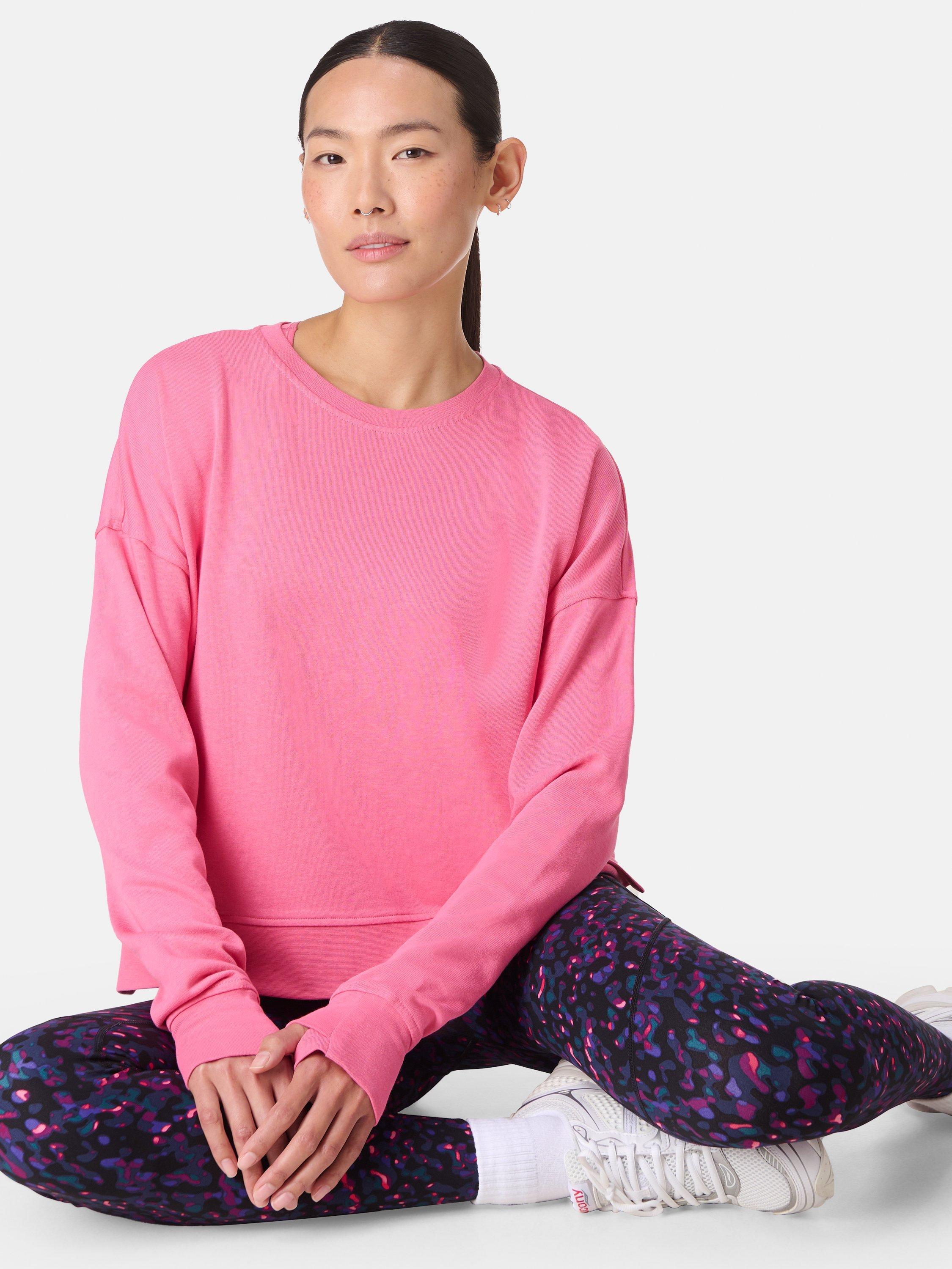 Product image 2 of 7, which shows Sweaty Betty After Class Crop Sweatshirt, Lollipop Pink, XXS