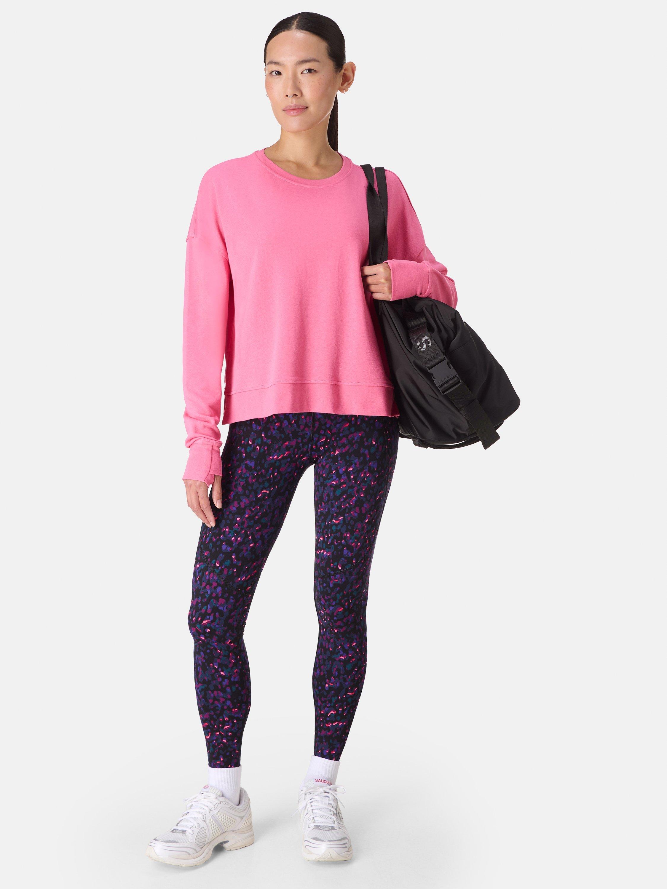 Product image 3 of 7, which shows Sweaty Betty After Class Crop Sweatshirt, Lollipop Pink, XXS