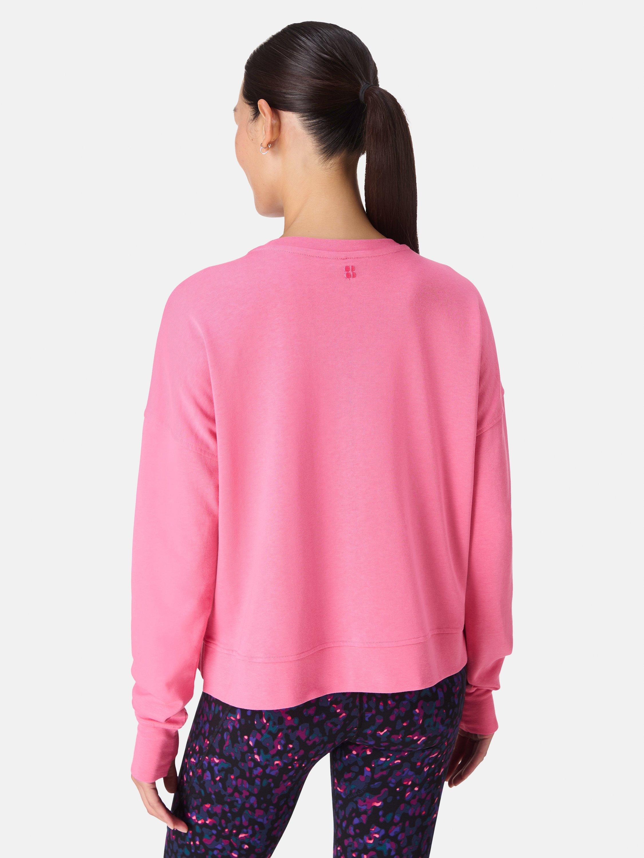 Product image 4 of 7, which shows Sweaty Betty After Class Crop Sweatshirt, Lollipop Pink, XXS