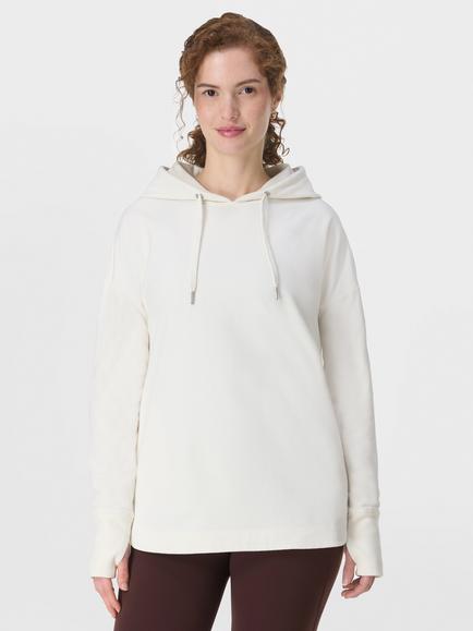 Sweaty Betty Escape Italian Luxe Fleece Hoodie, Lily White
