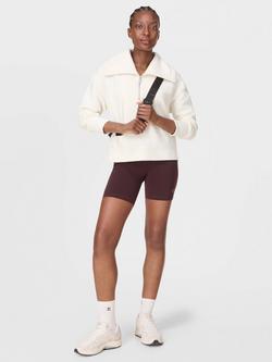 Sweaty Betty Peaceful Rib 1/2 Zip Cropped Sweatshirt, Lily White - view 2, Lily White