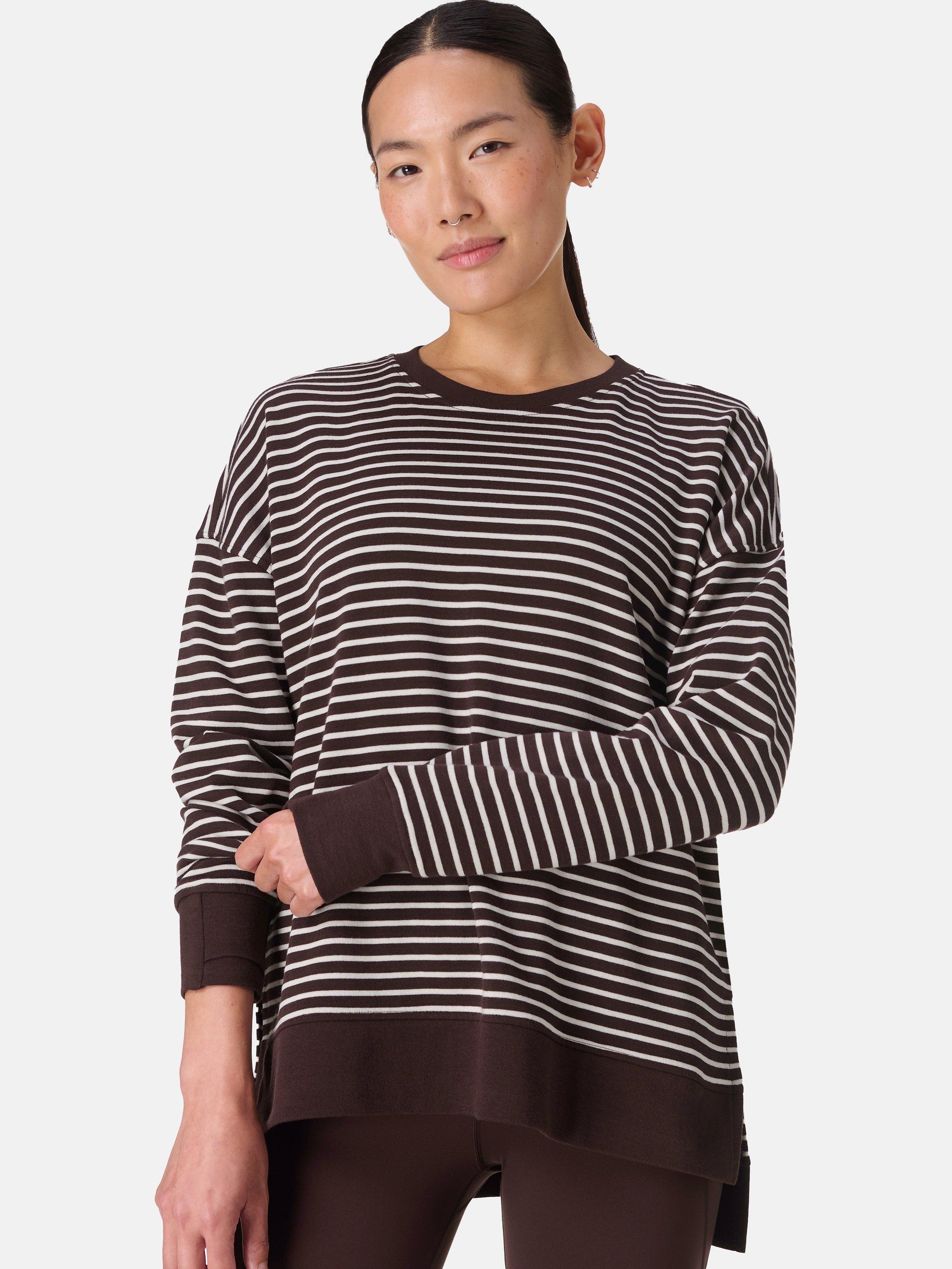 Sweaty Betty After Class Stripe Cropped Longline Sweatshirt