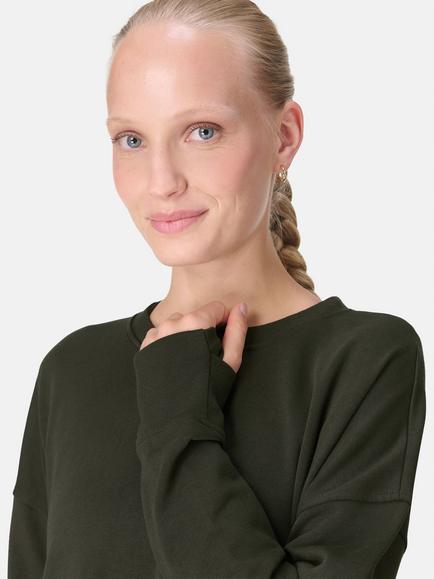 Sweaty Betty After Class Longline Sweatshirt - view 2, Nori Green