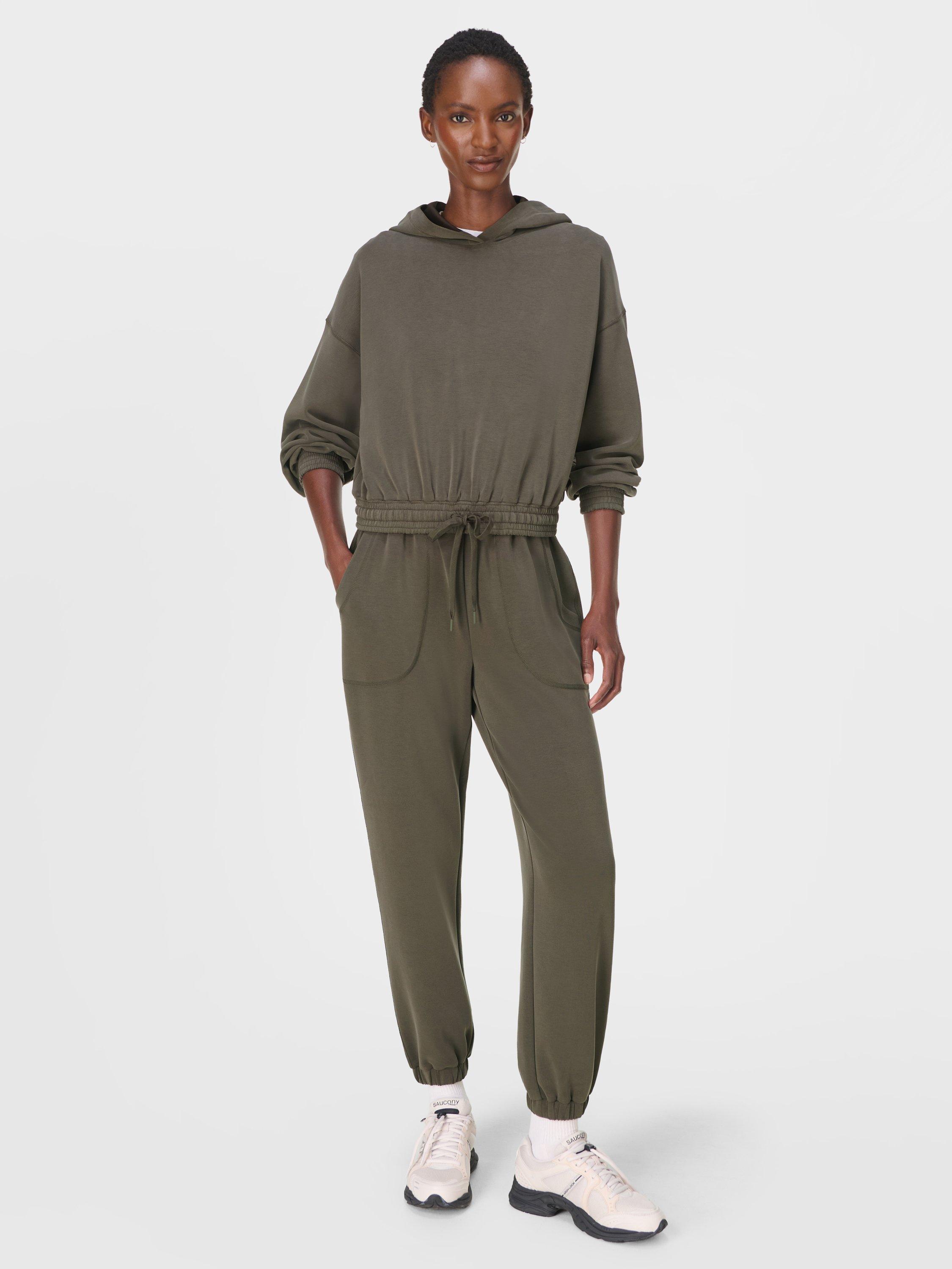 Sweaty Betty Sand Wash CloudWeight Crop Hoodie, Nori Green
