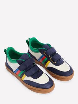 Mini Boden Kids' Colourblock Low Top Trainers, Ivory Multi Stripe - view 2, Ivory Multi Stripe