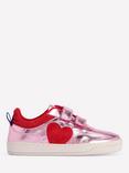 Mini Boden Kids' Colourblock Low Top Trainers, Metallic Pink Heart