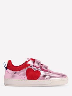 Mini Boden Kids' Colourblock Low Top Trainers, Metallic Pink Heart, Metallic Pink Heart