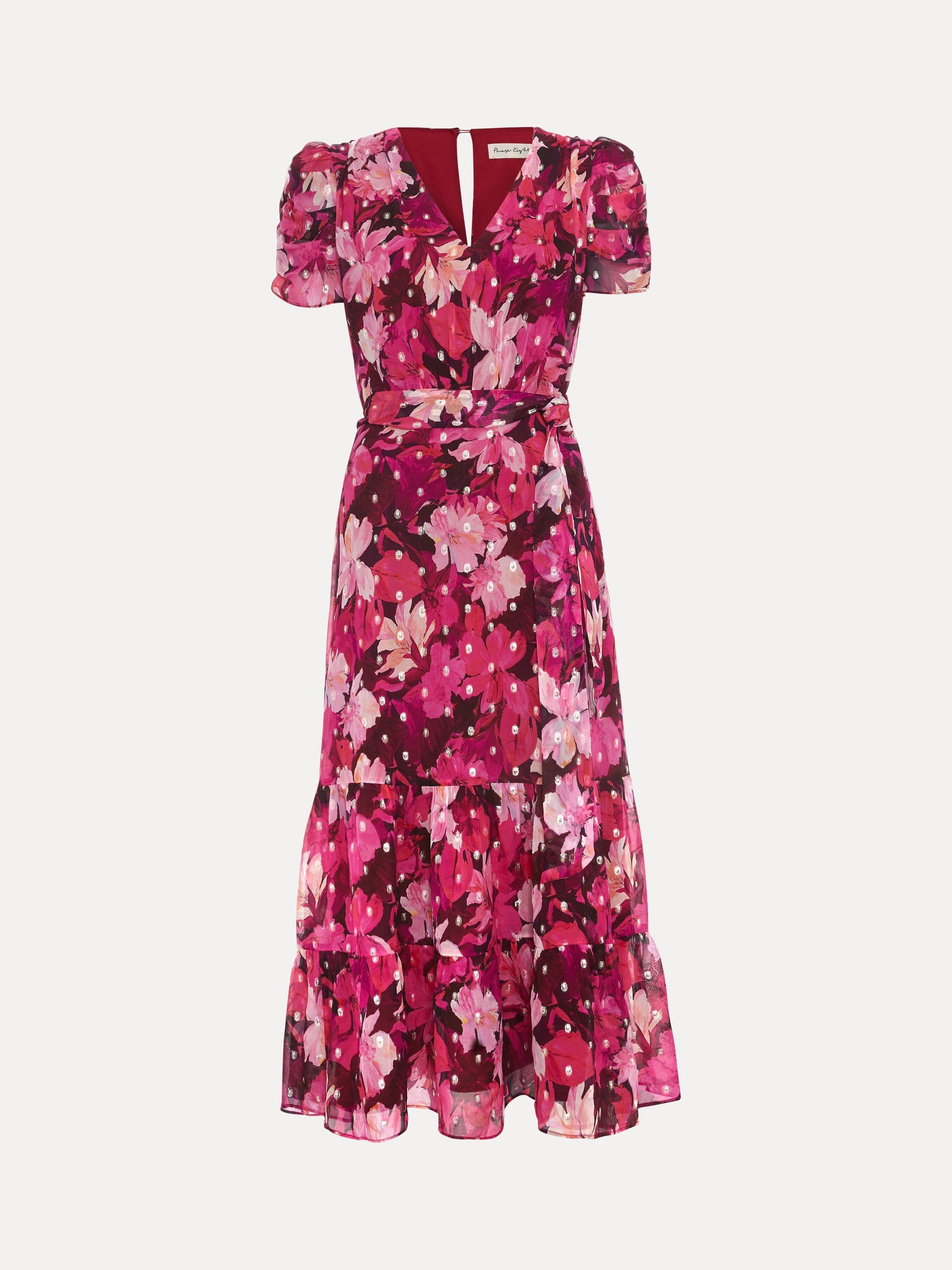 Product image 5 of 9, which shows Phase Eight Azalea Floral Midi Dress, Multi, 8