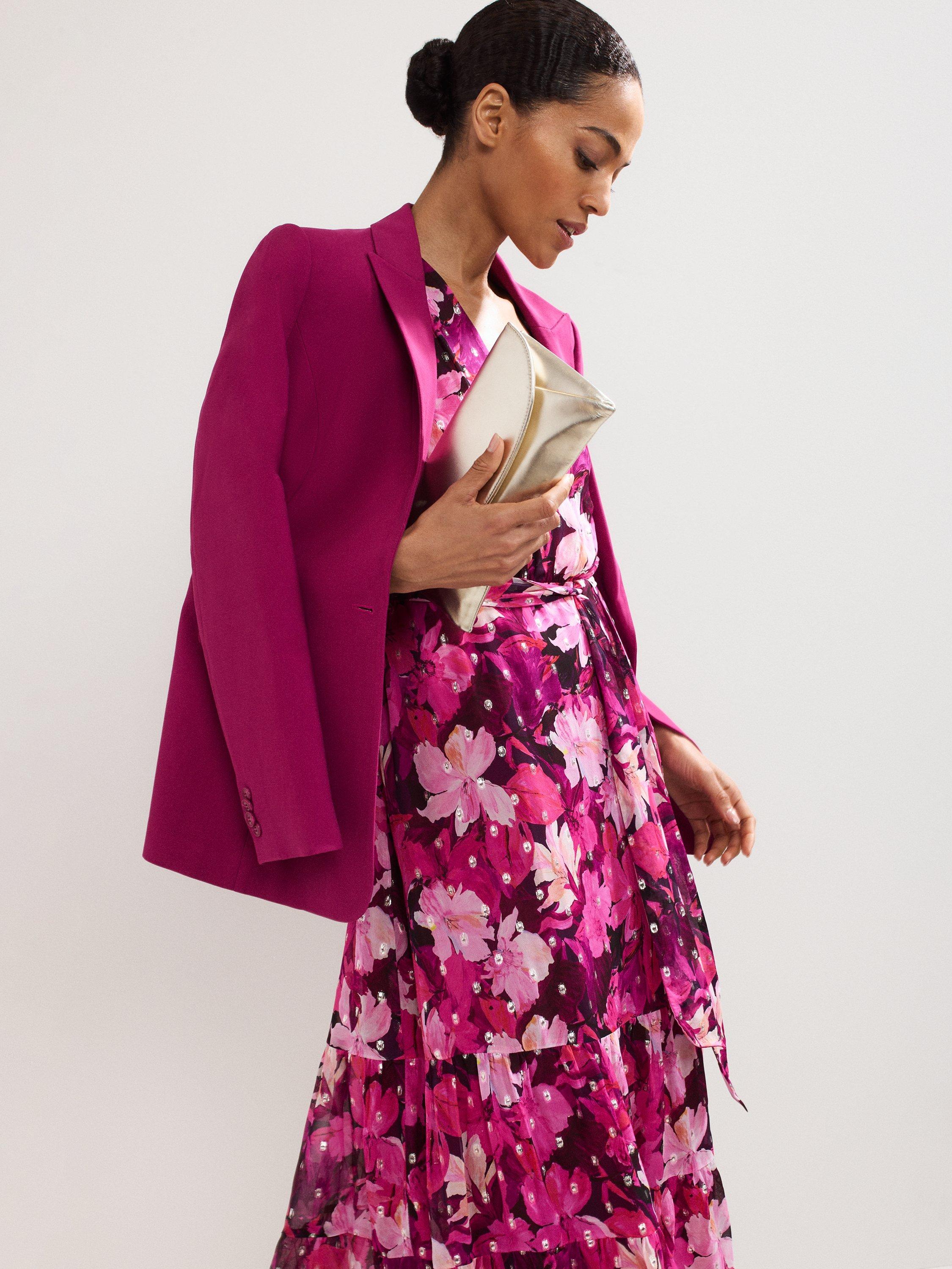 Product image 9 of 9, which shows Phase Eight Azalea Floral Midi Dress, Multi, 8