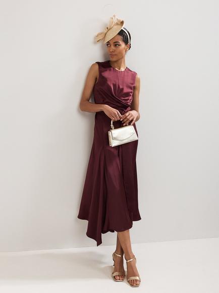 Phase Eight Felicity Open Back Satin Dress, Burgundy, Burgundy