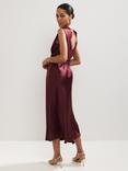 Phase Eight Felicity Open Back Satin Dress, Burgundy