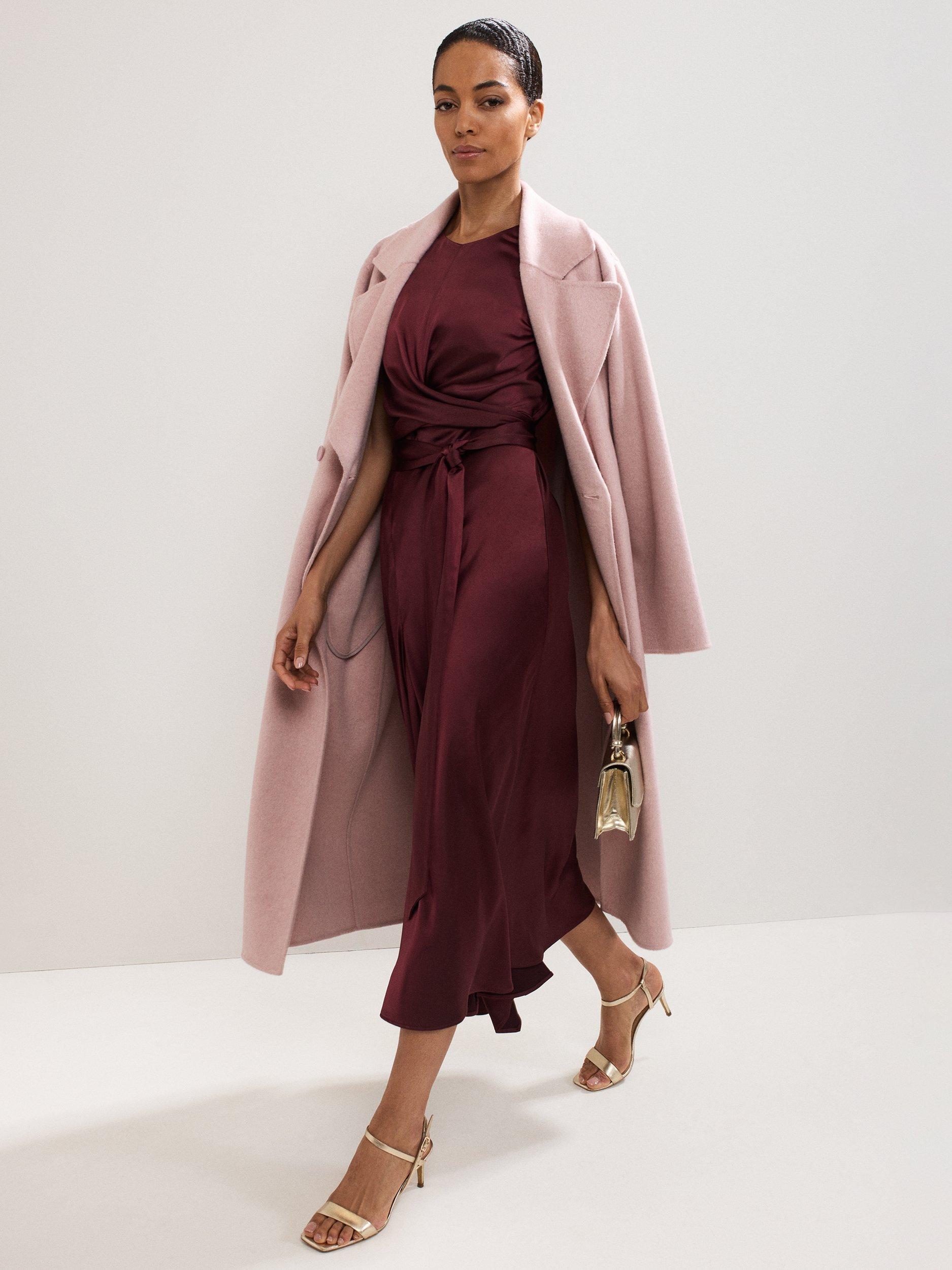 Product image 9 of 9, which shows Phase Eight Felicity Open Back Satin Dress, Burgundy, 6